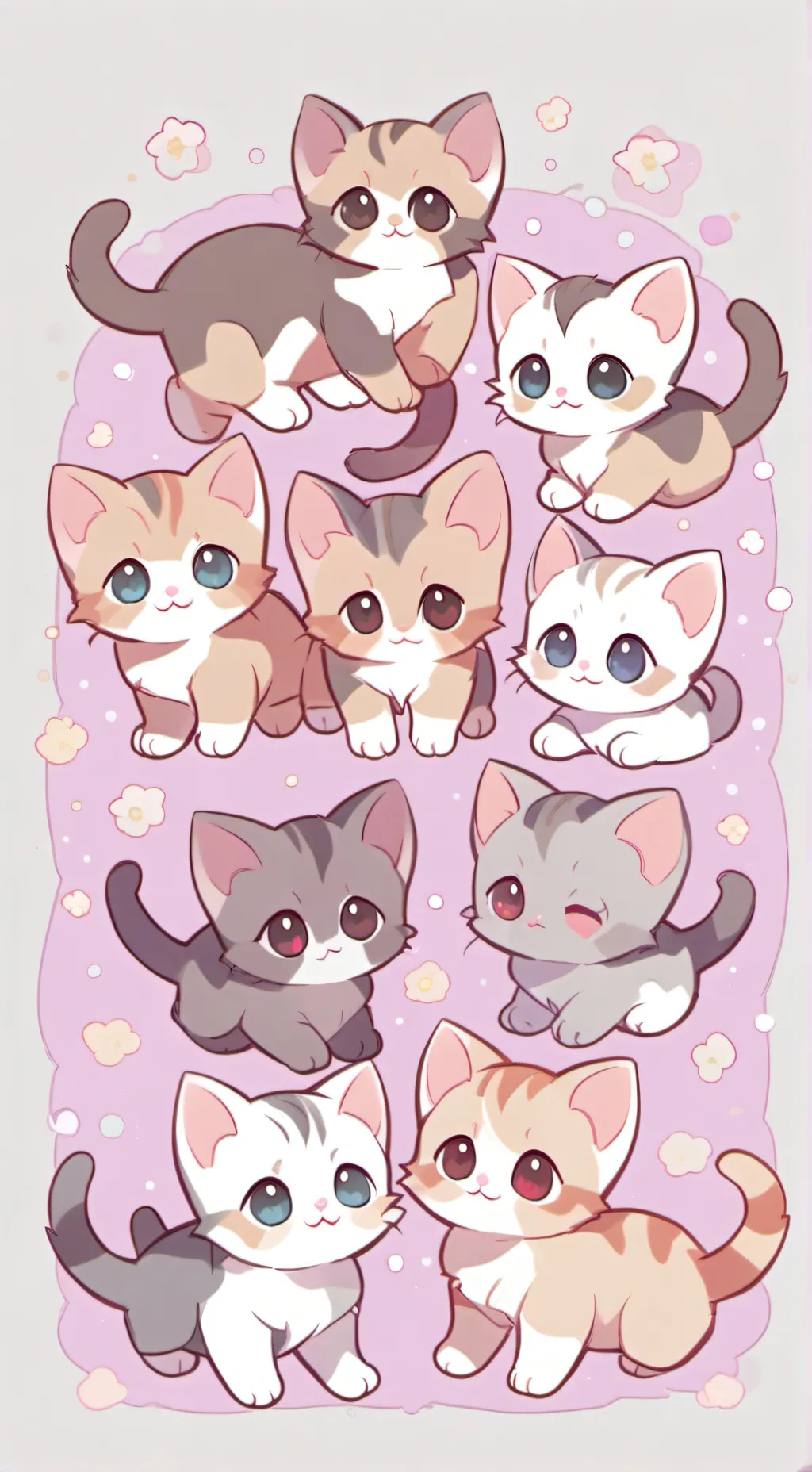 ai character: 100 kittens  background