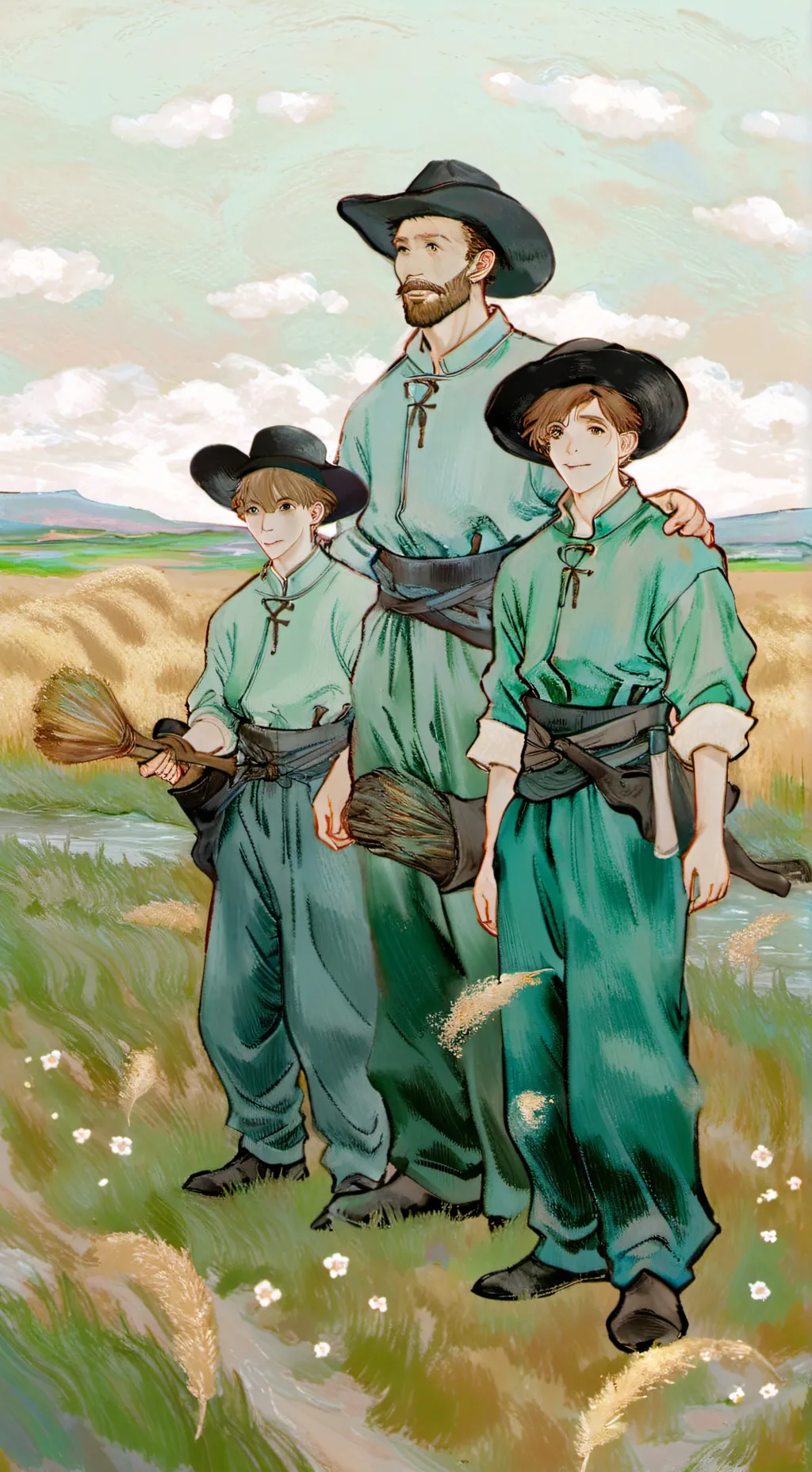 ai character: Brothers,mom,dad background