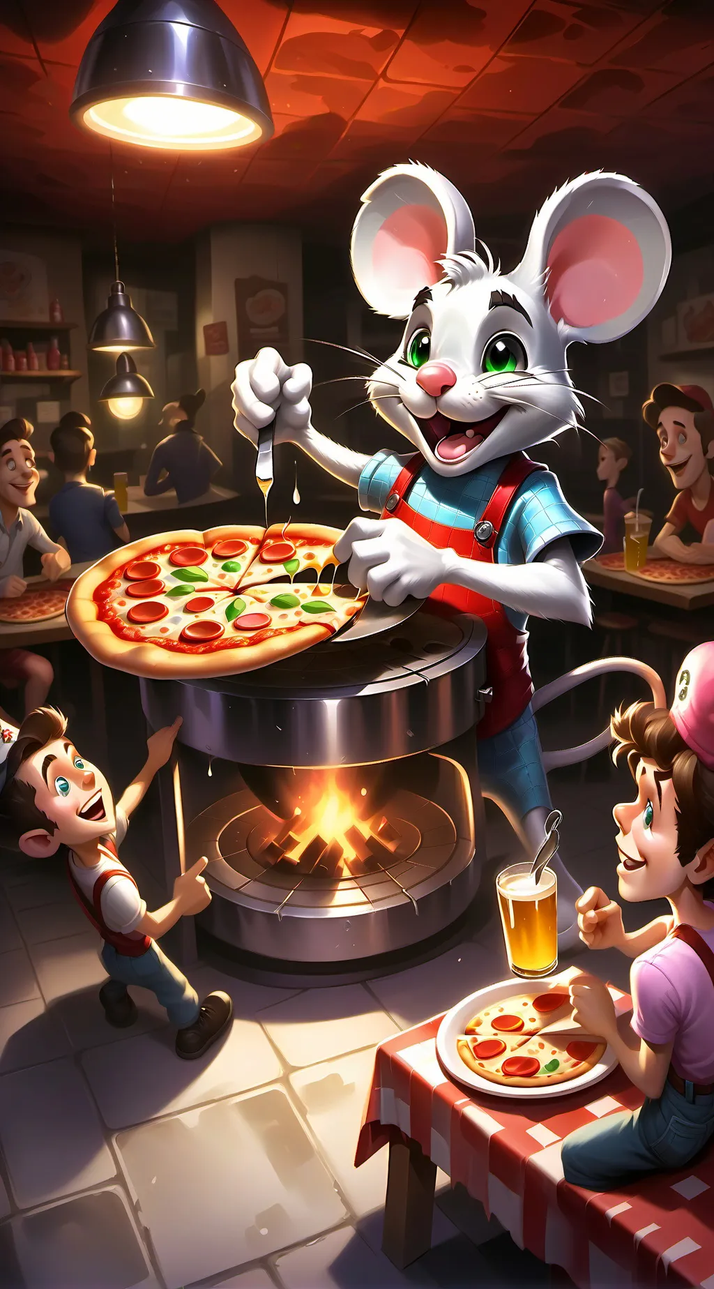 ai character: Chuck E Cheese background