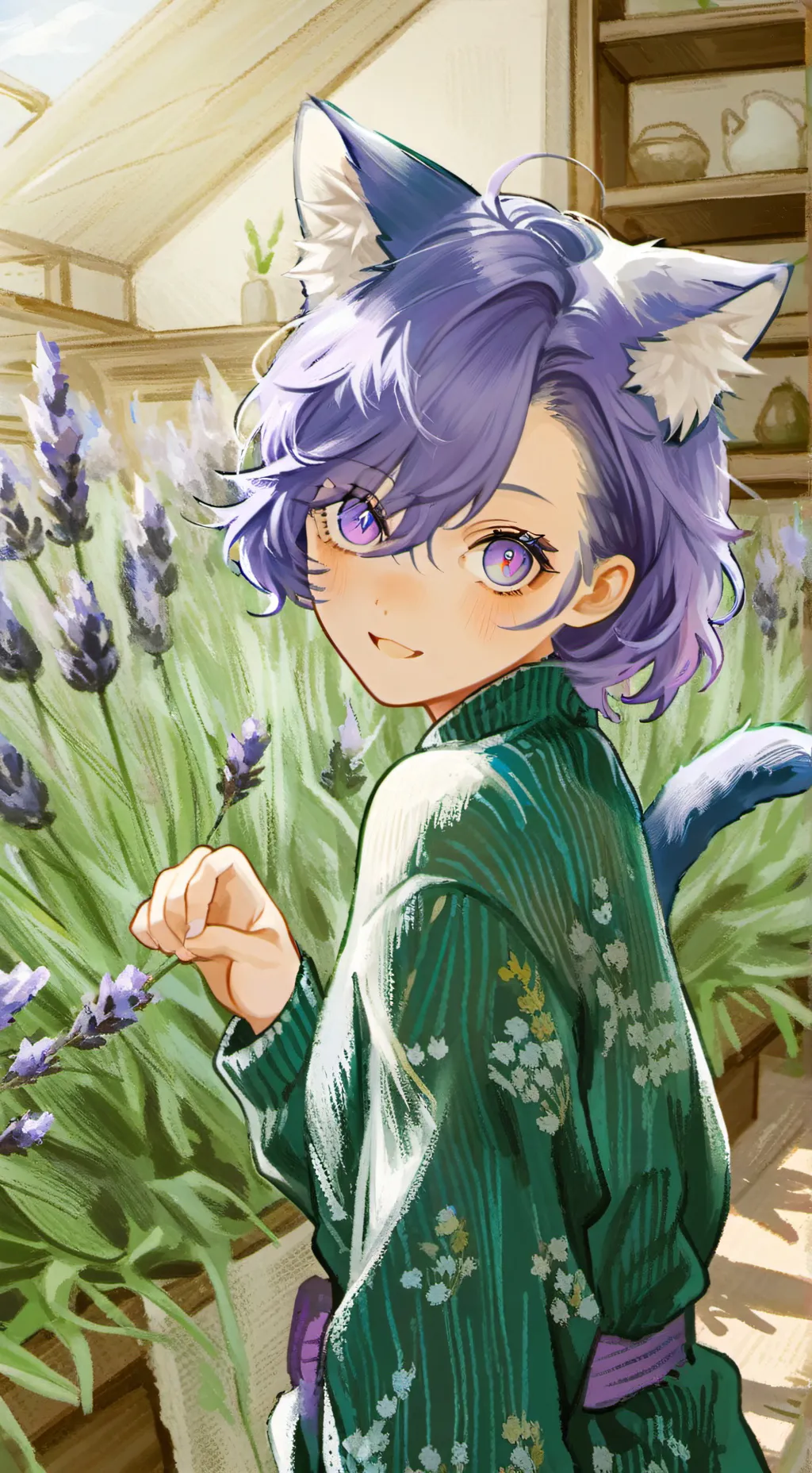 ai character: Lavender Spirit Ca background