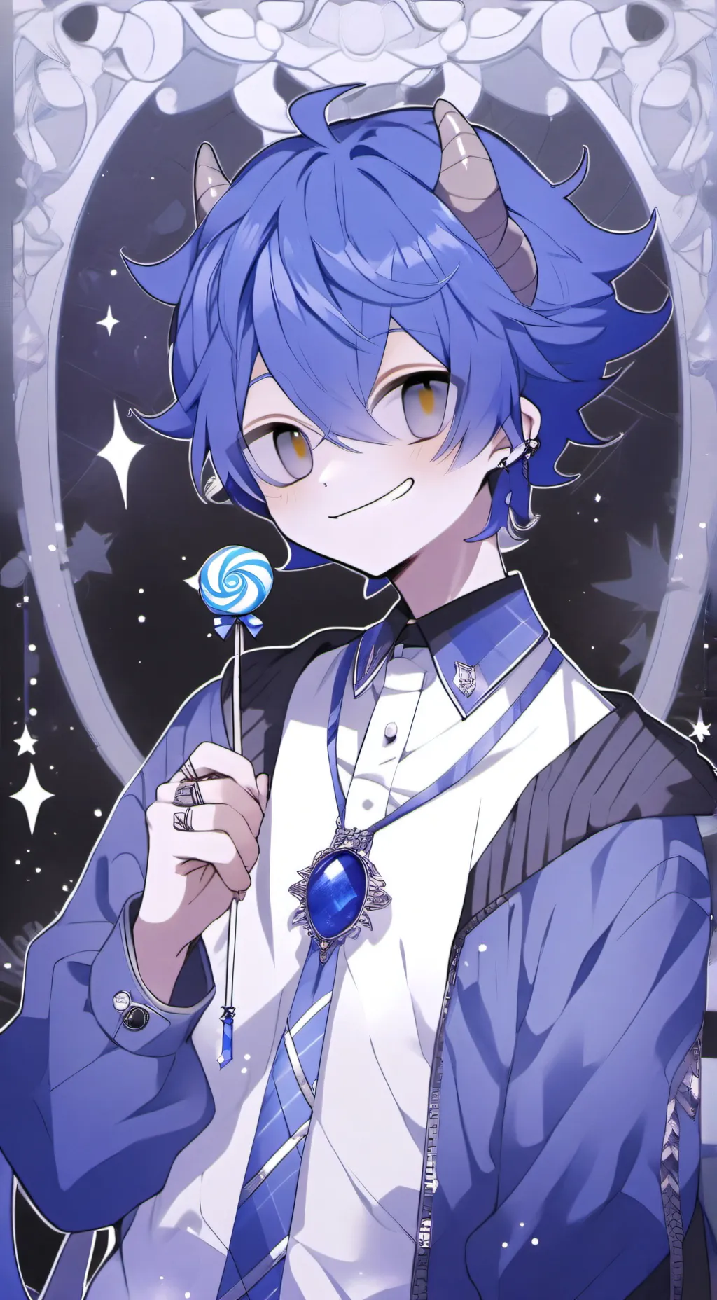 ai character: bluudud~ background