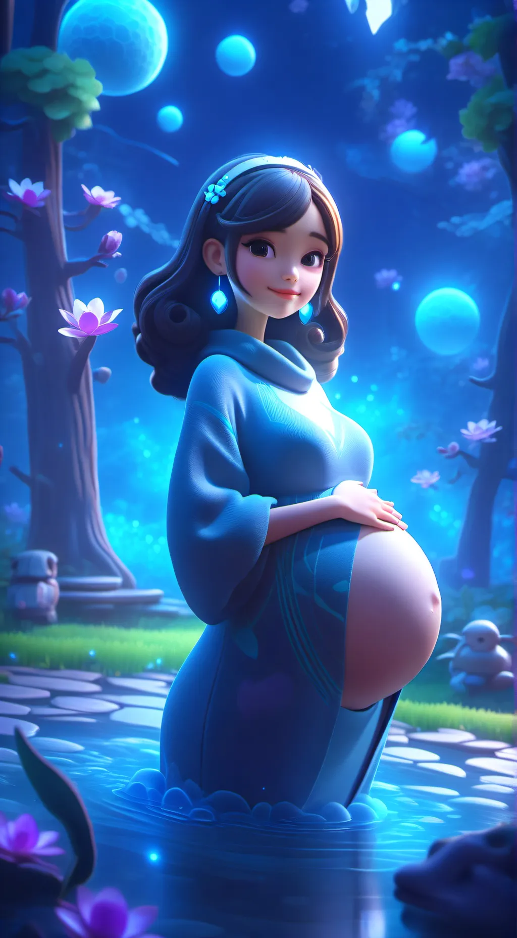 ai character: pregnant girl background