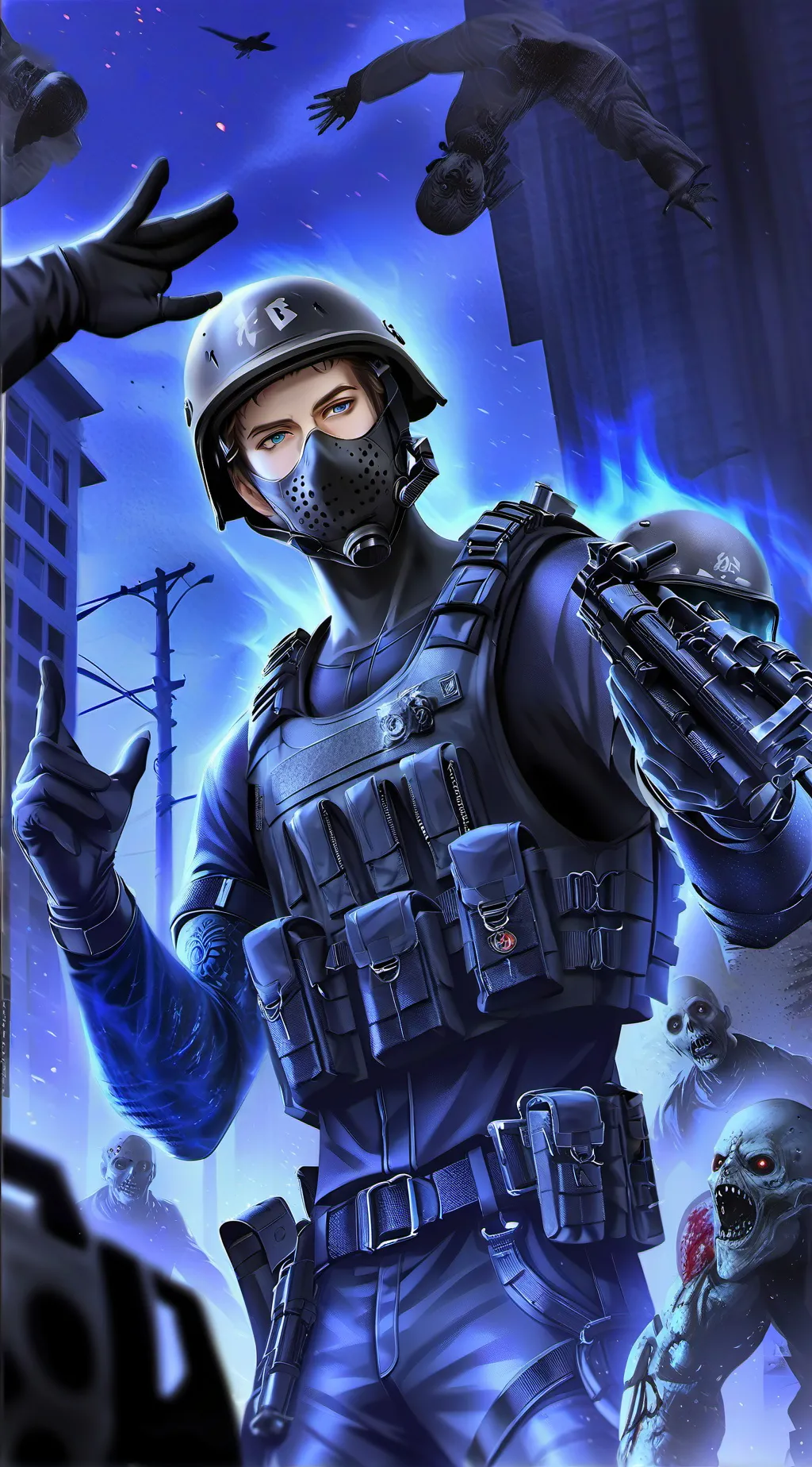 ai character: Commander Blu background