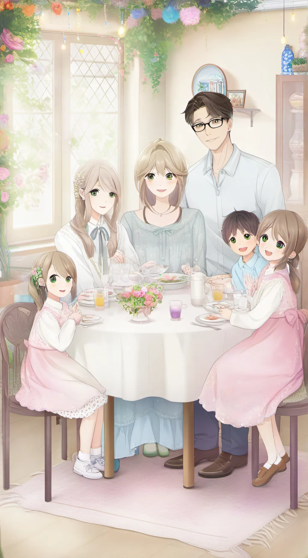 ai character: "happy family" background
