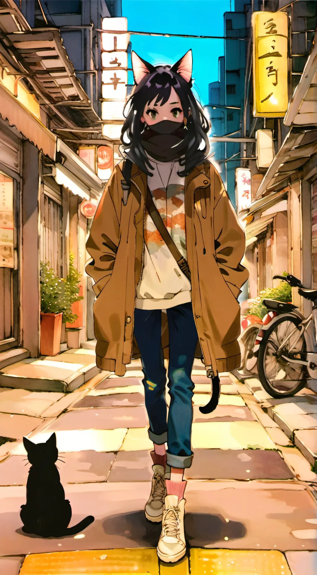 ai character: In love cat girl background