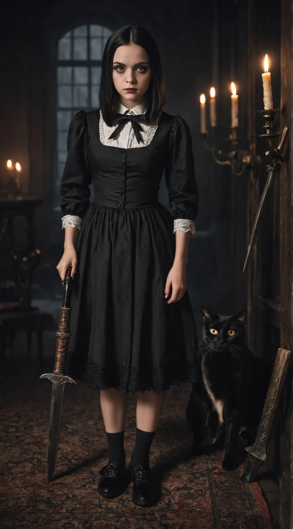 ai character: Wednesday Addams background