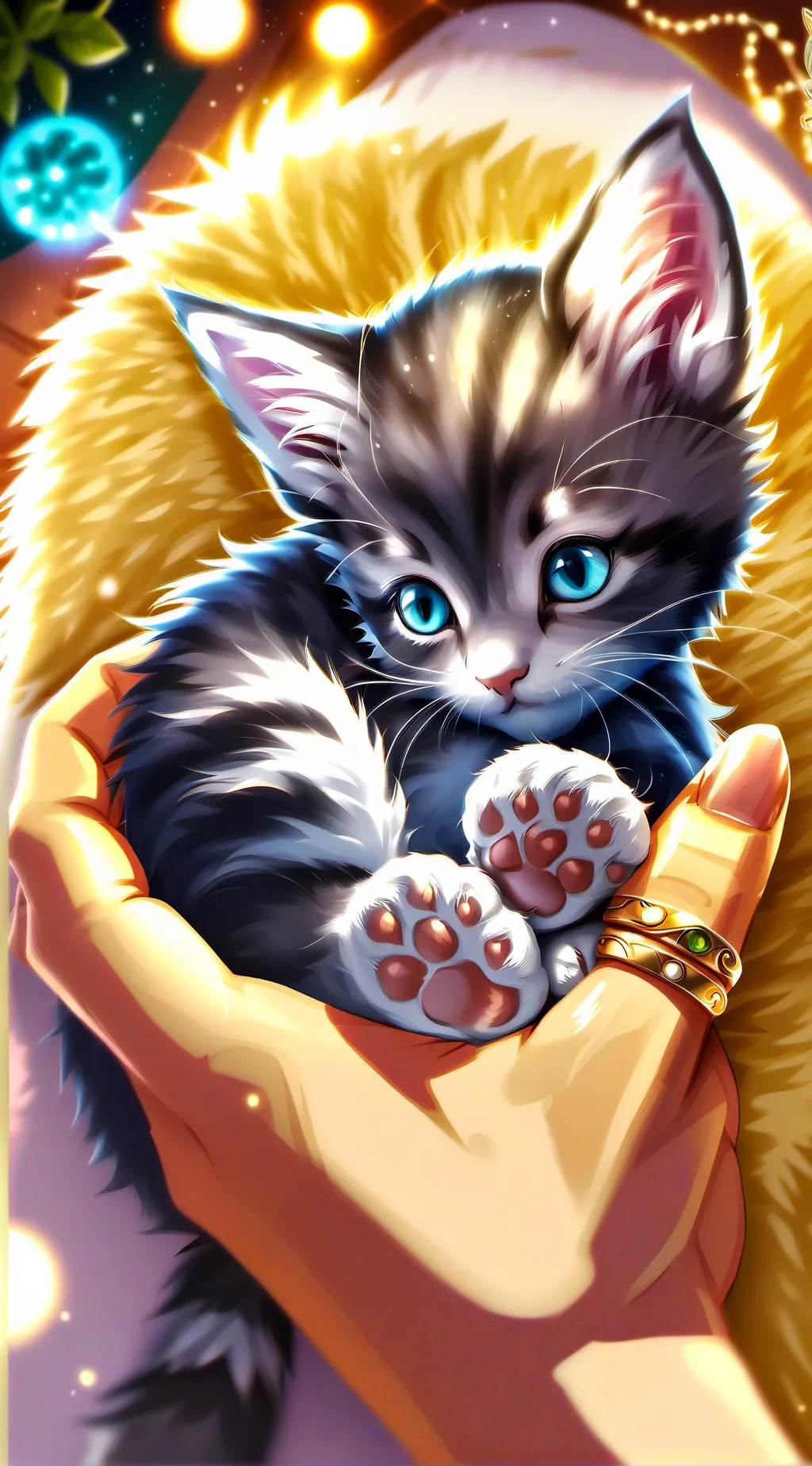 ai character: WhiskersMcMagicPaw background