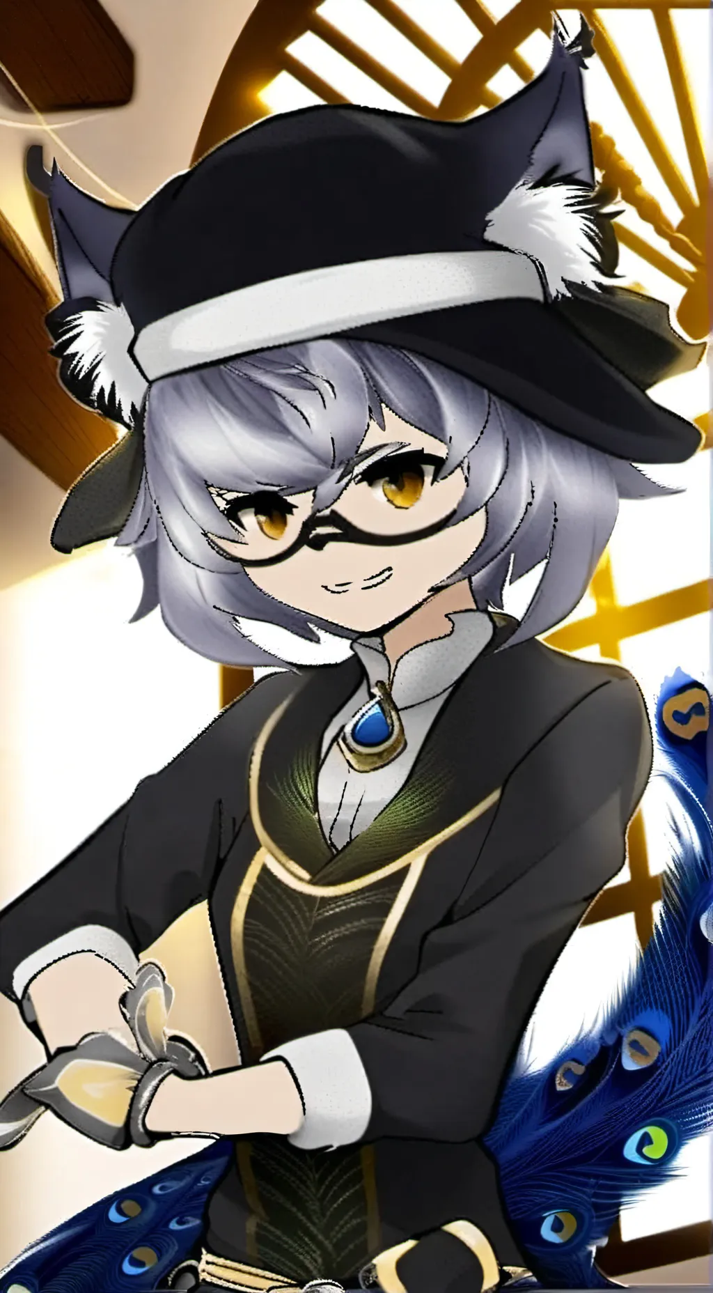 ai character: Peacock Spirit Feline background