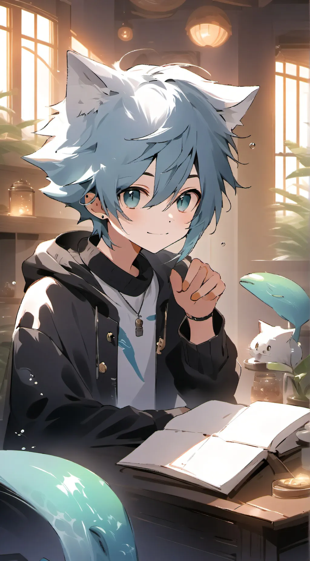 ai character: Luna the Deep-Sea Catboy background