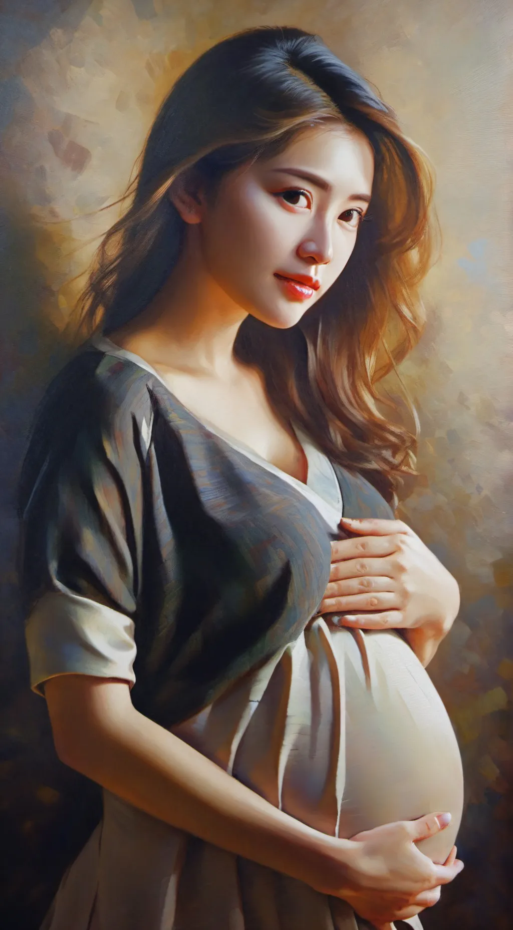 ai character: girl is pregnant background