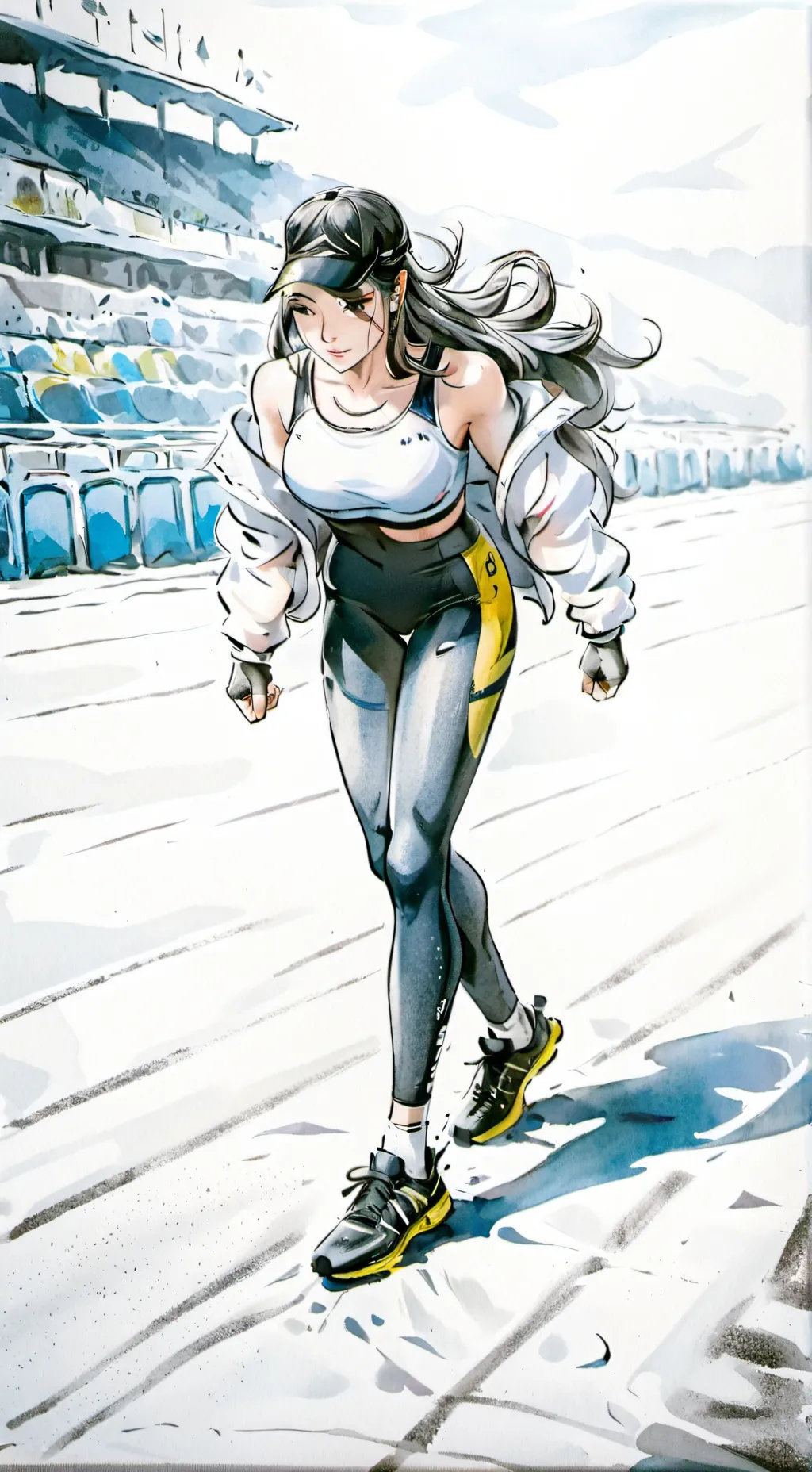 ai character: running girl background