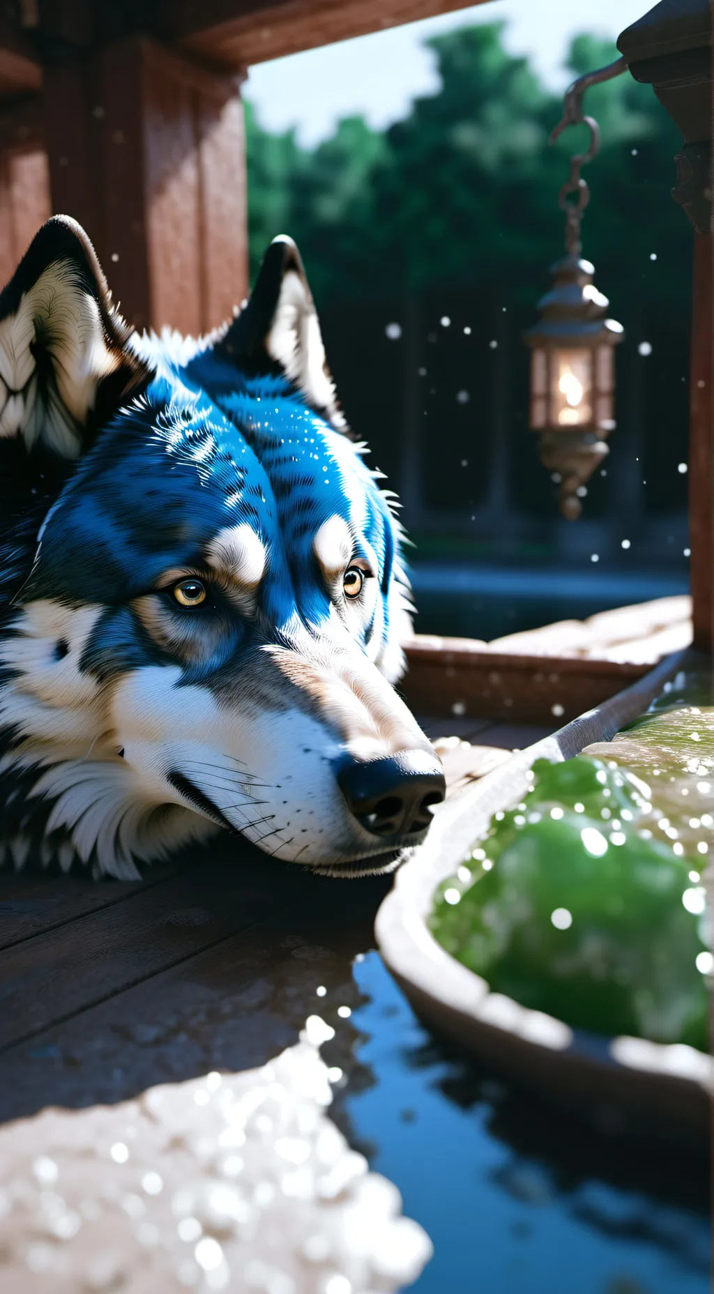 ai character: il cane blu background