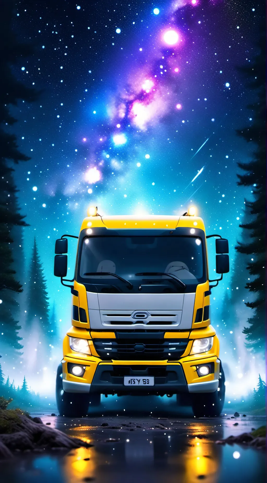 ai character: crazy yellow truck background