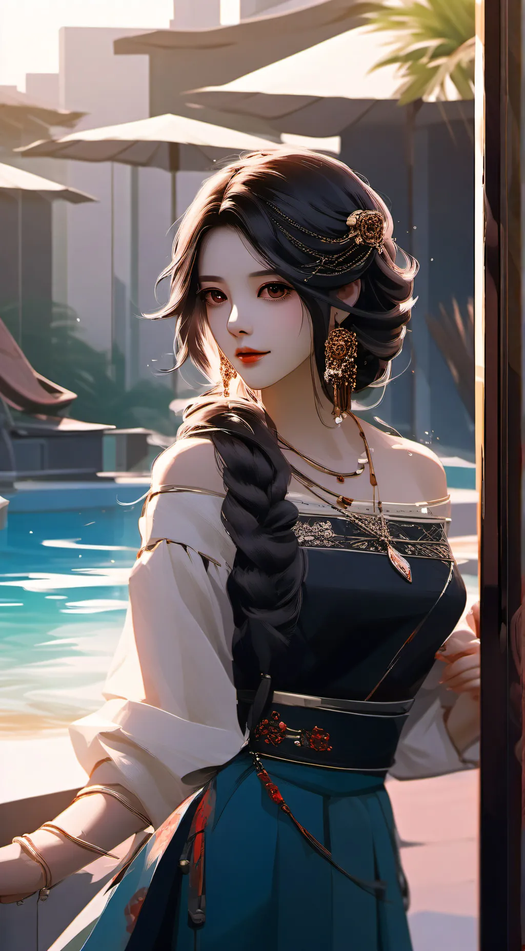 ai character: mha pool party background