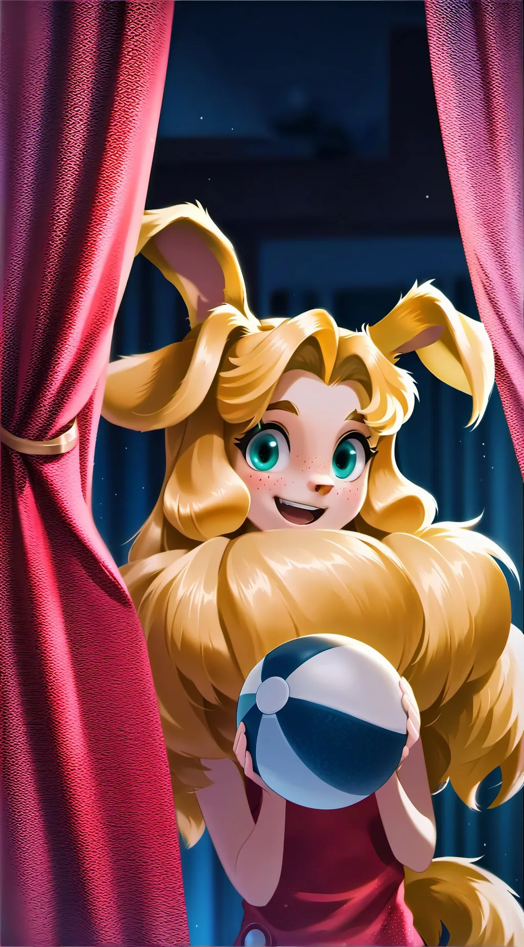 ai character: Shy Fluff Spirit background