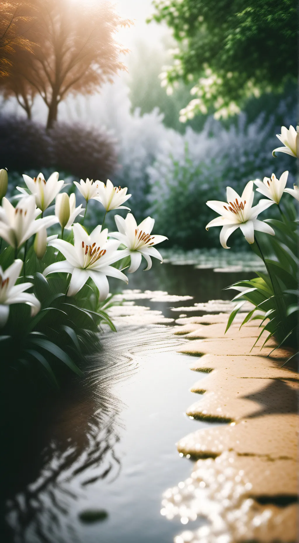 ai character: white Lily's garde background