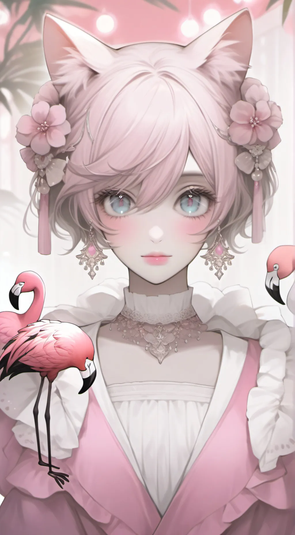 ai character: Flamingle Cat Furry background