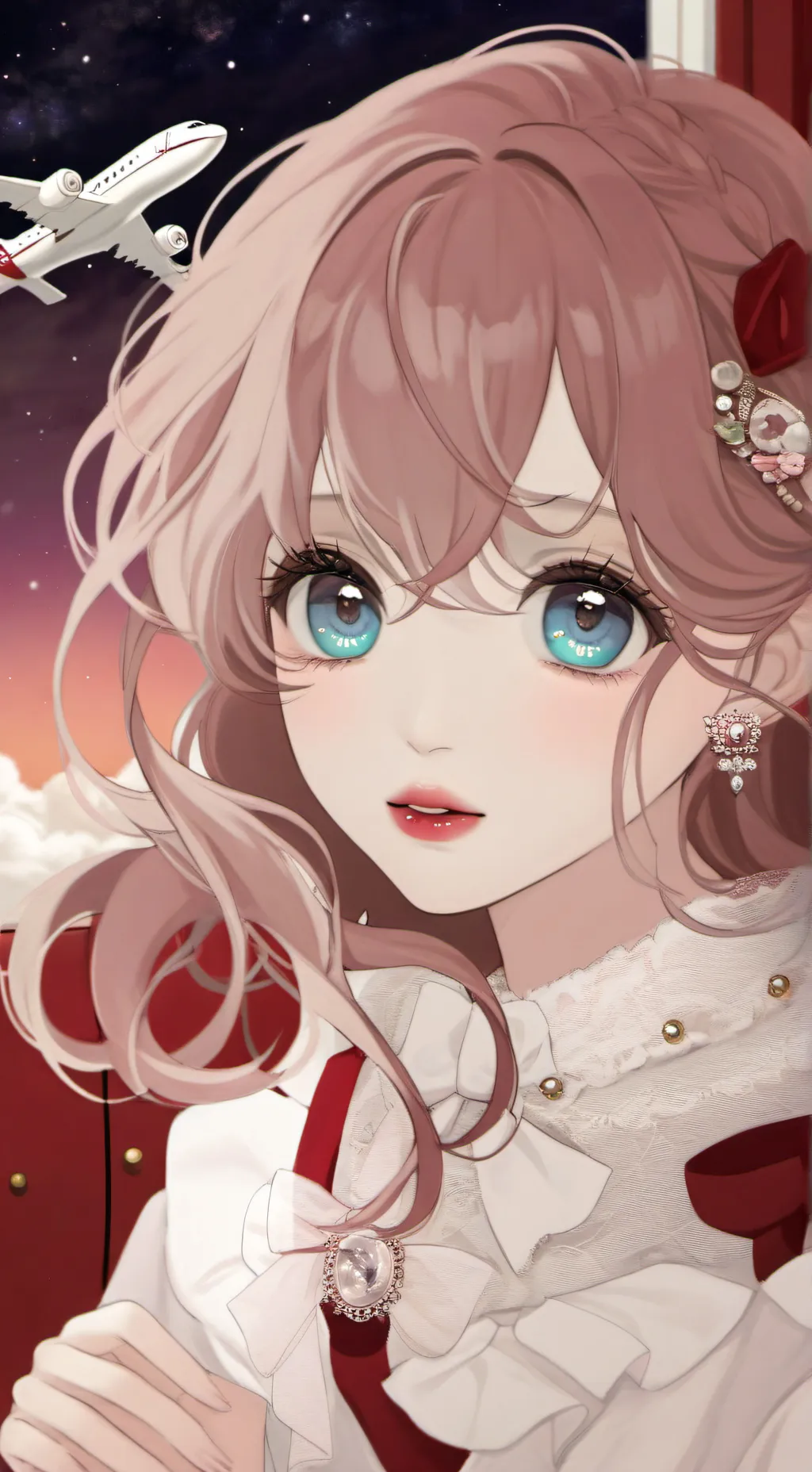 ai character: Mha on a plane :D background