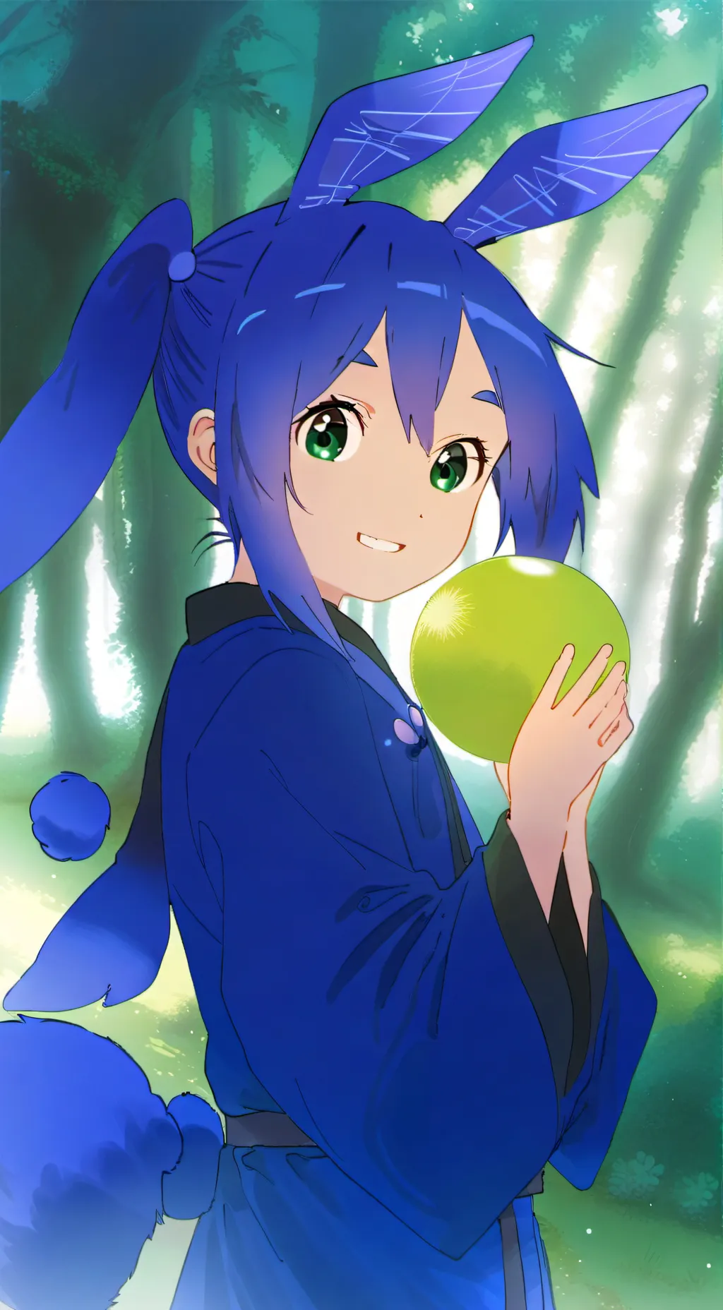 ai character: Blue Rabbit Spirit background