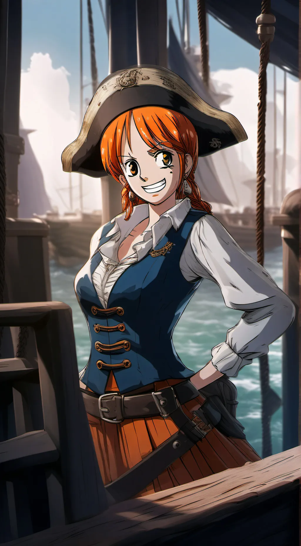 ai character: Nami(One Piece) background