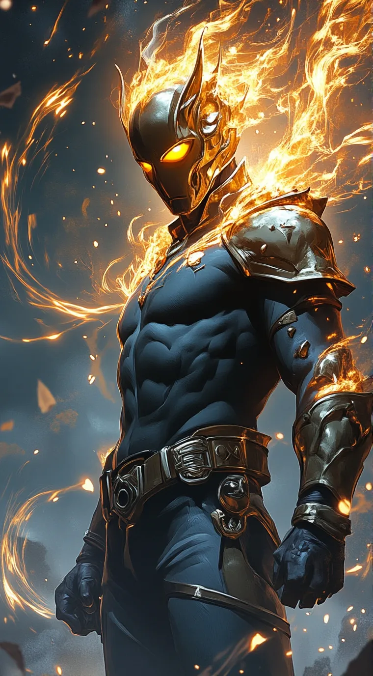 ai character: golden skull background