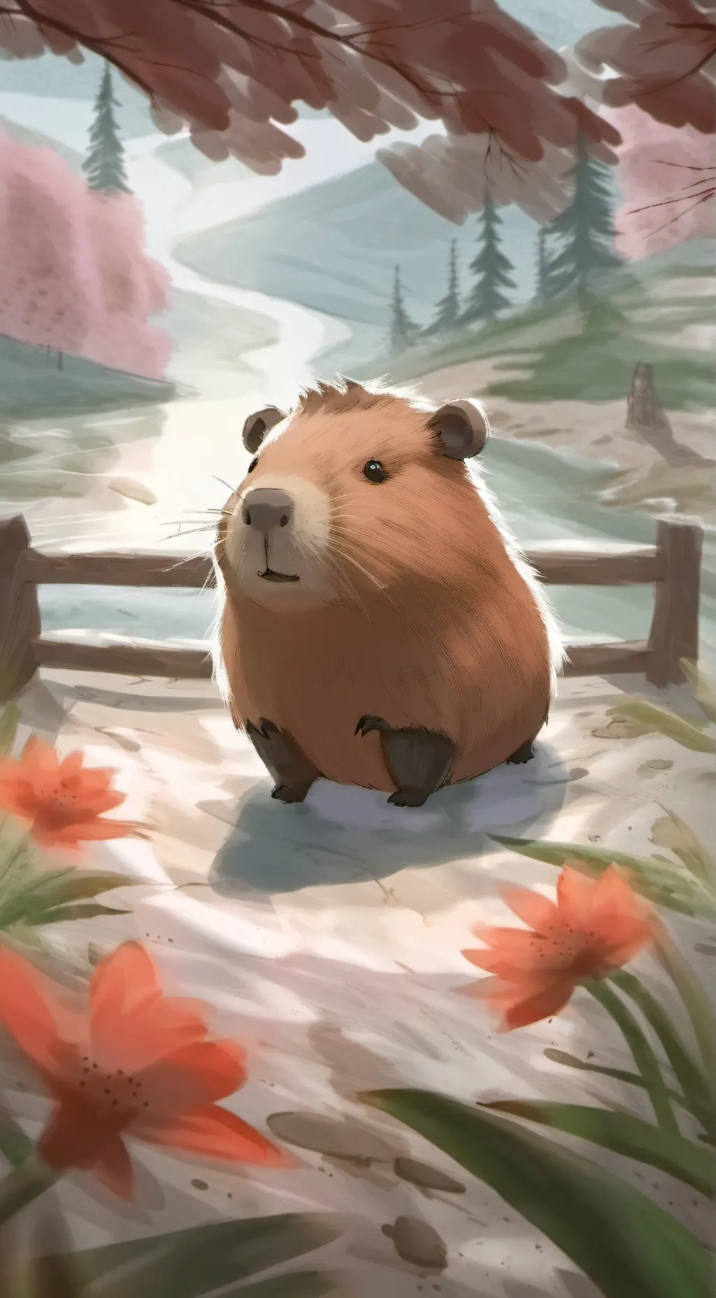 ai character: Cute Capybara background