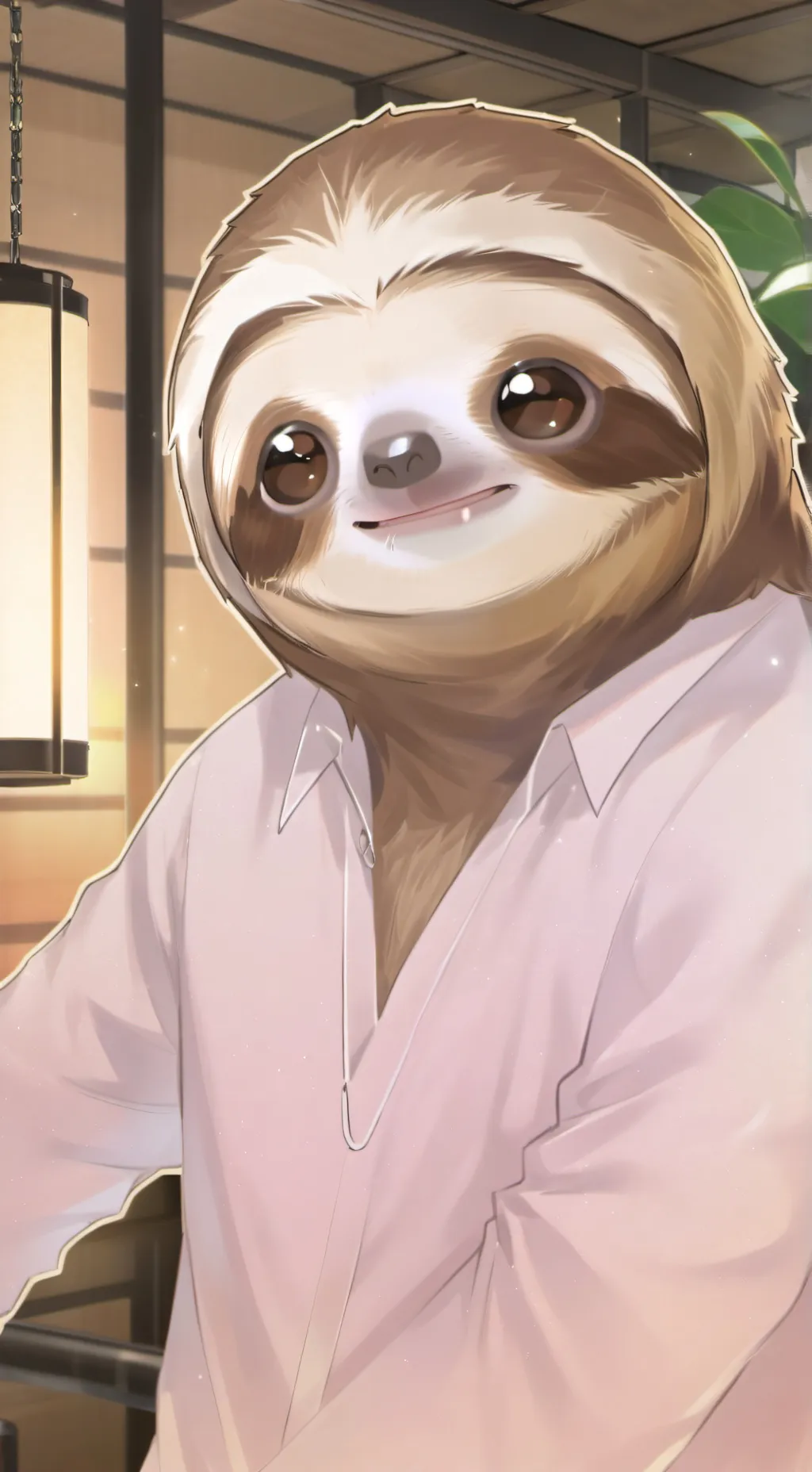 ai character: Whispering Sloth Furry background