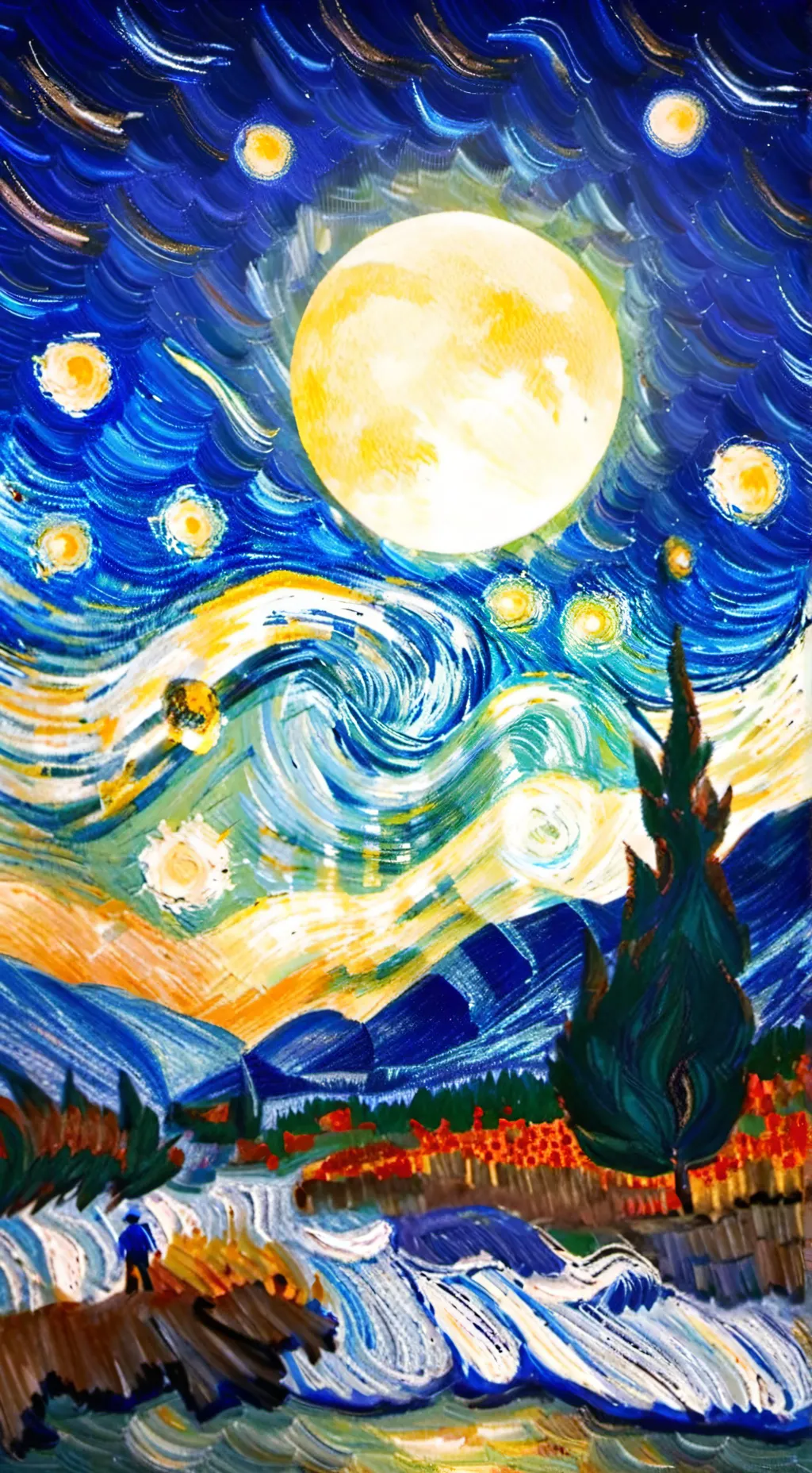 ai character: Starry Night background