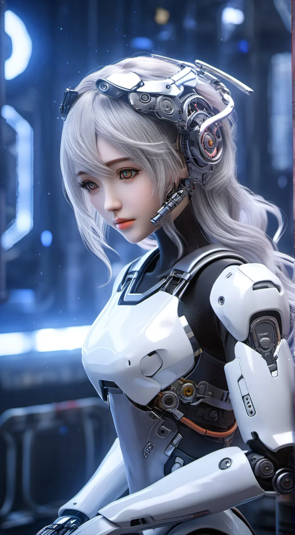 ai character: robot girl  background
