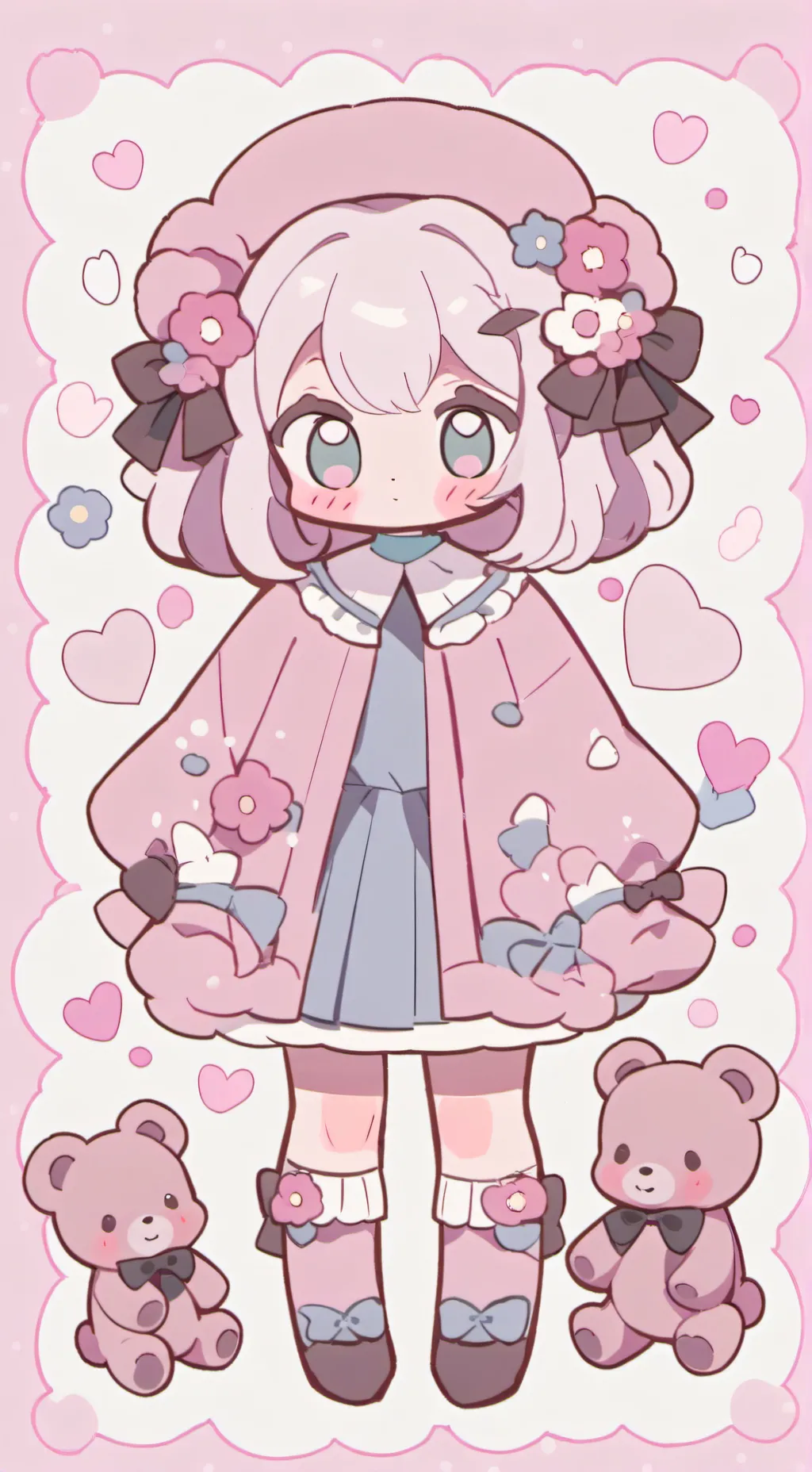 ai character: coral (pink) background