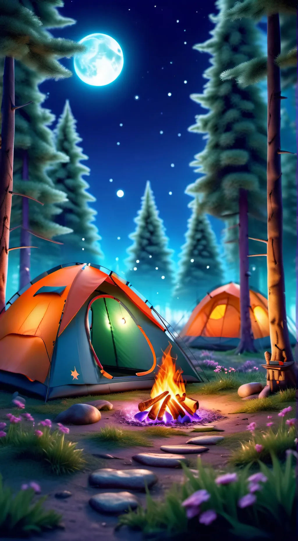ai character: HH camping🏕️⛺ background