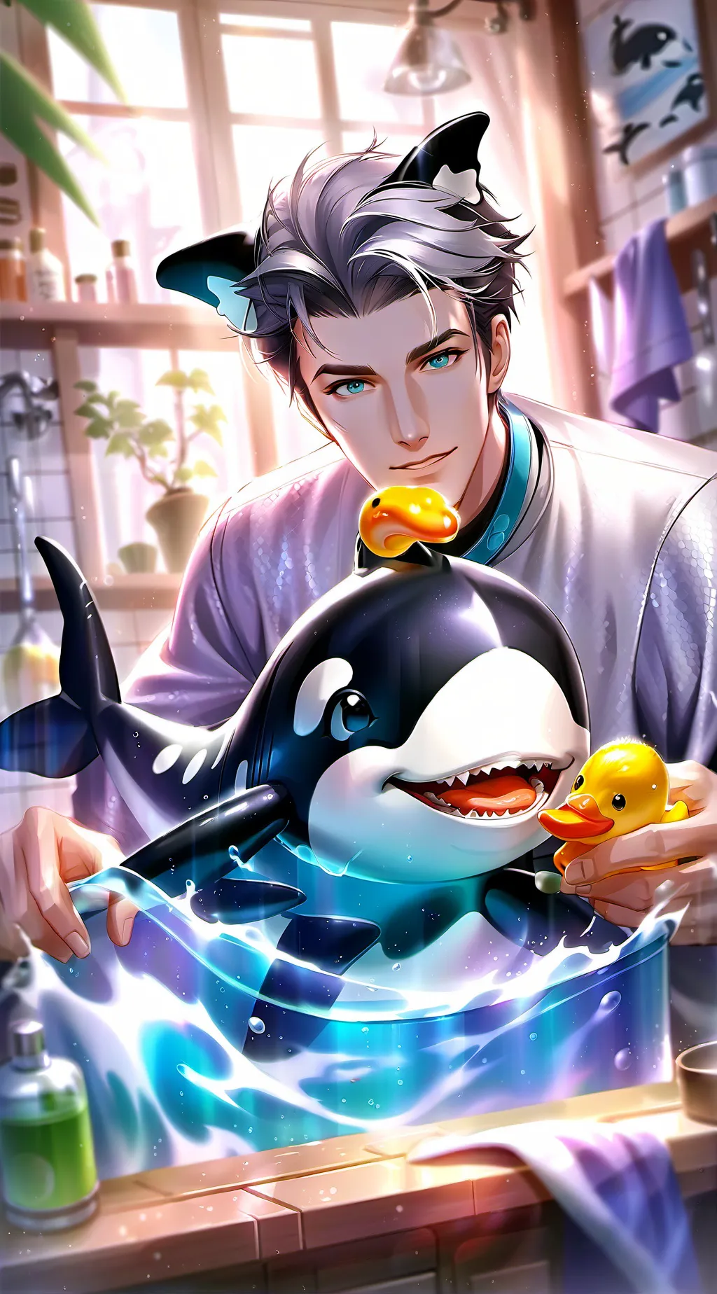 ai character: Orca Spirit Furry background