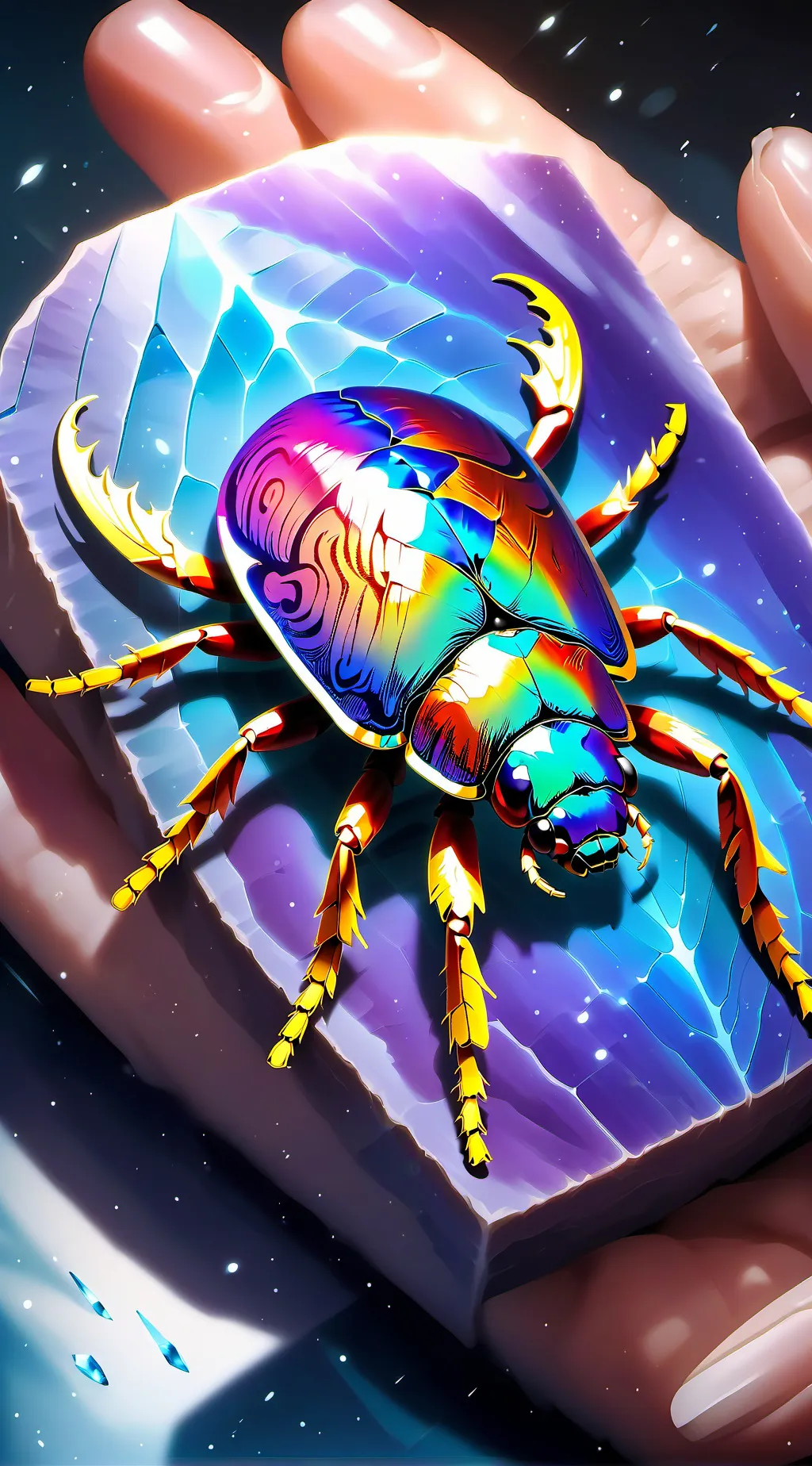 ai character: rainbow beetle  background