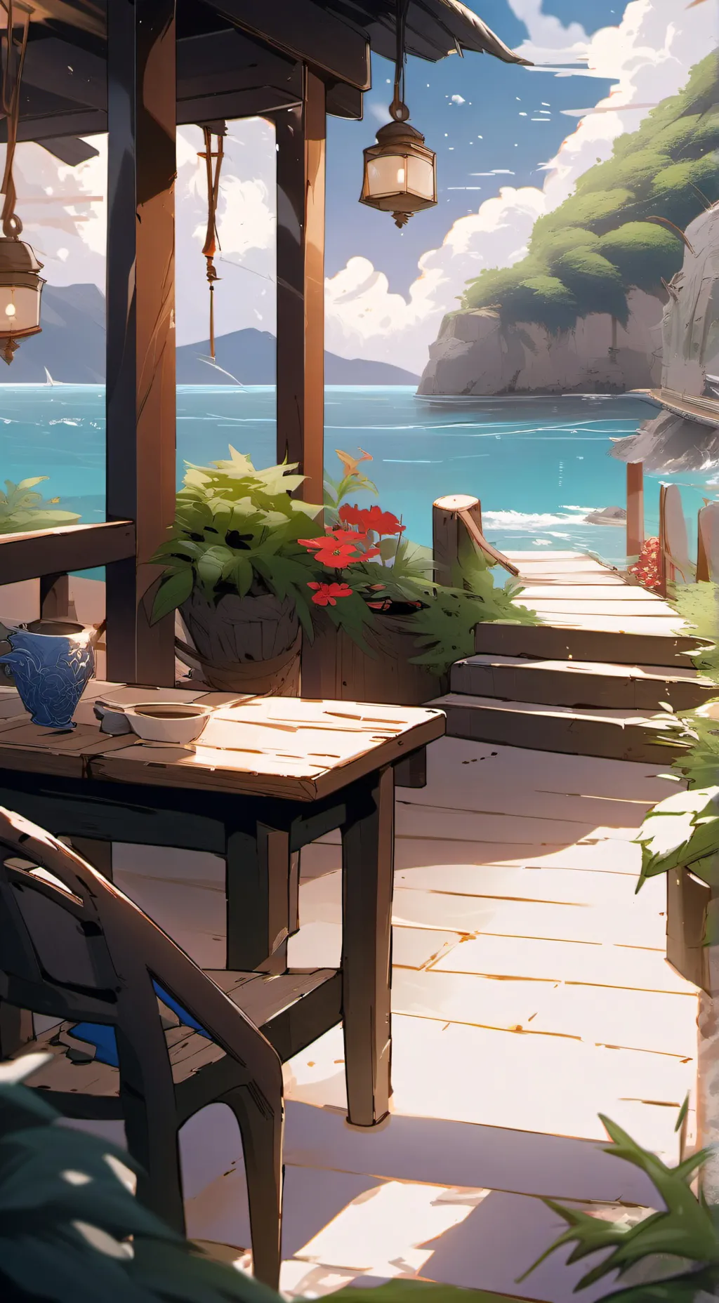 ai character: 🌺Uppermoons beach🌺 background