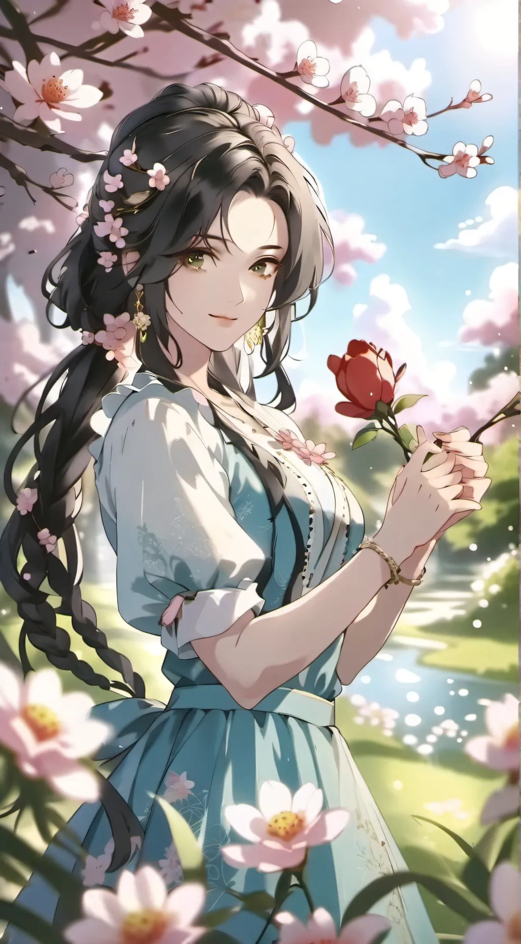 ai character: Pinki loves sky background