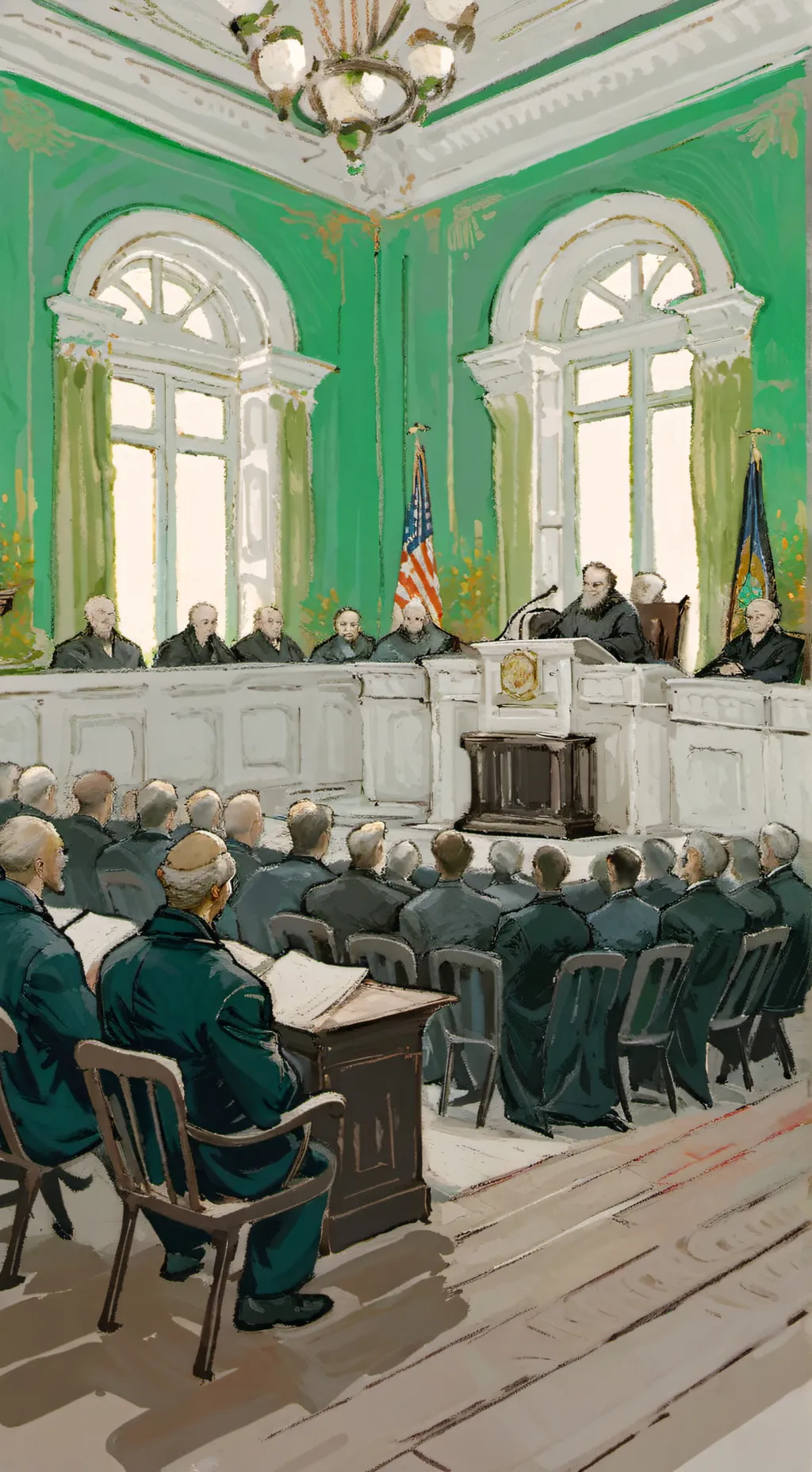 ai character: Court room background