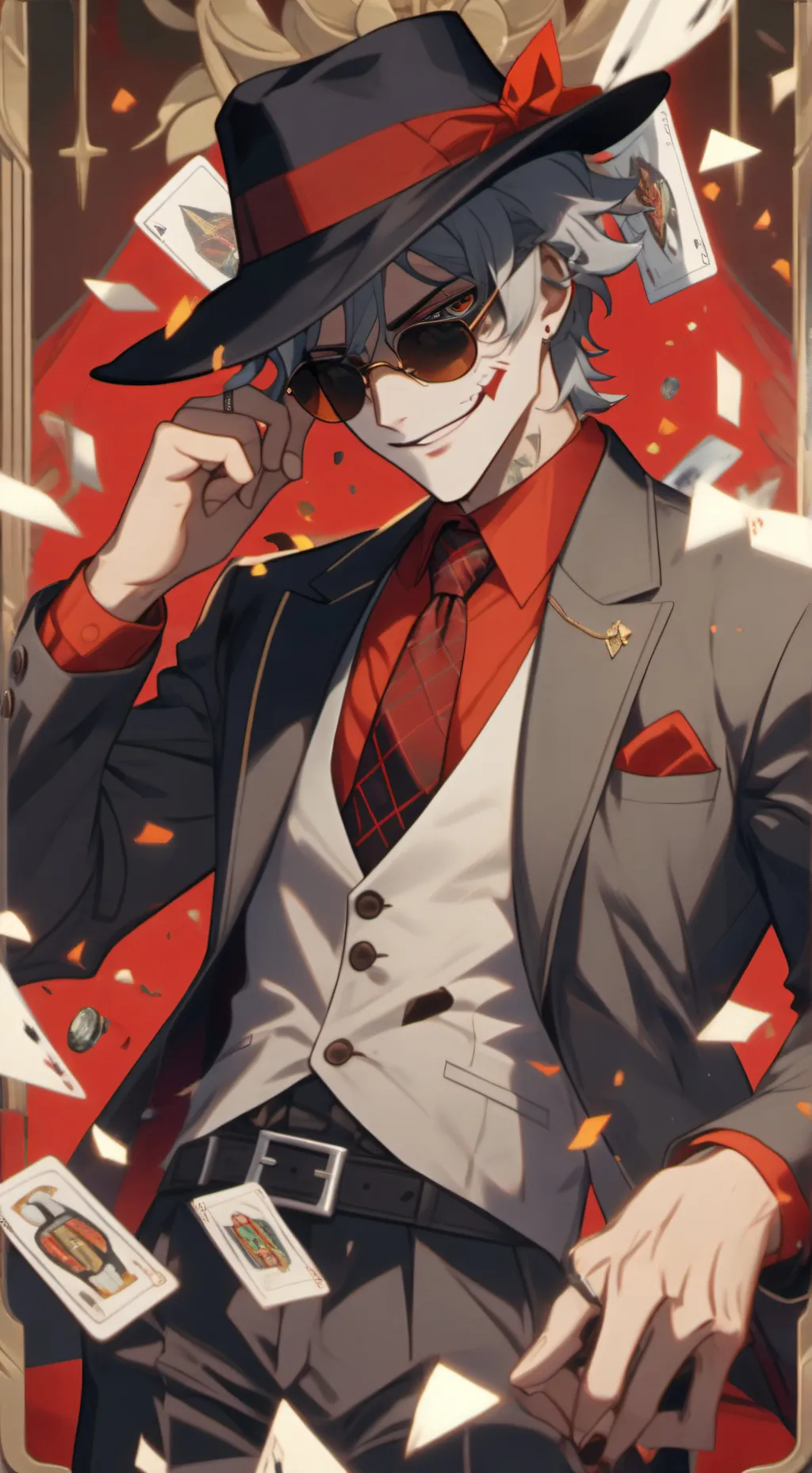 ai character: DoubleFedora ඩා background