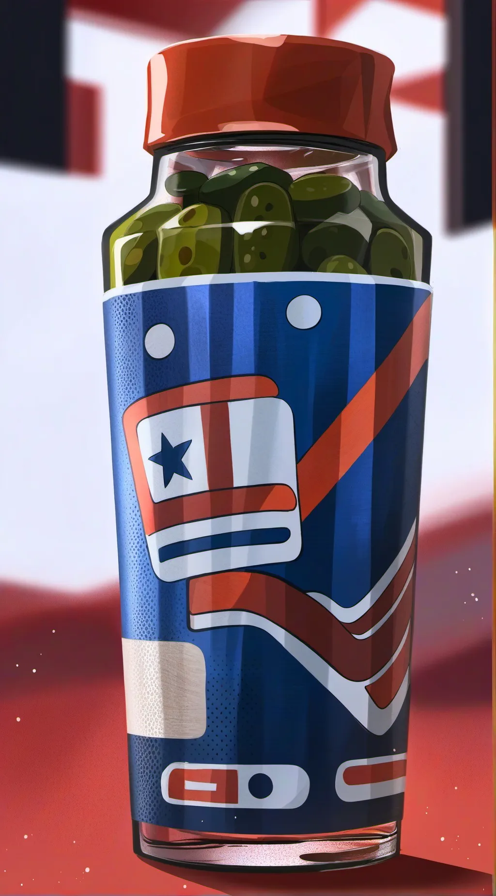 ai character: a jar of pickles  background