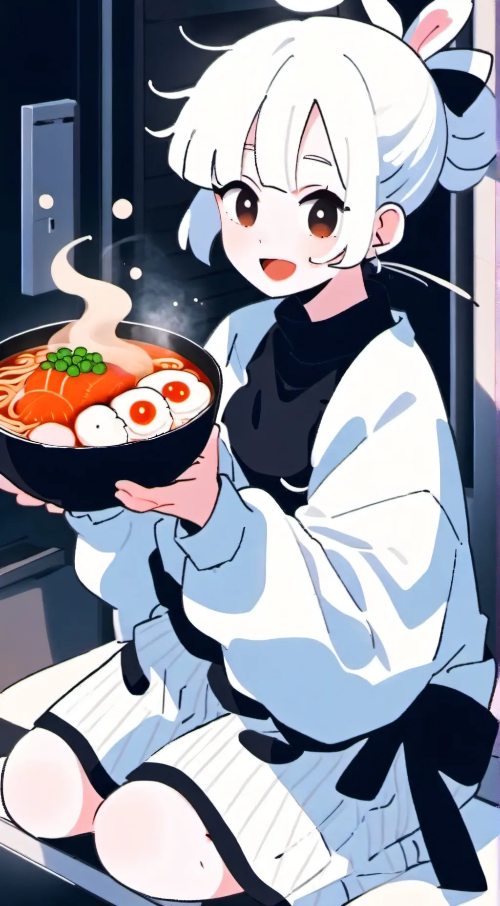 ai character: roast ramen girl background