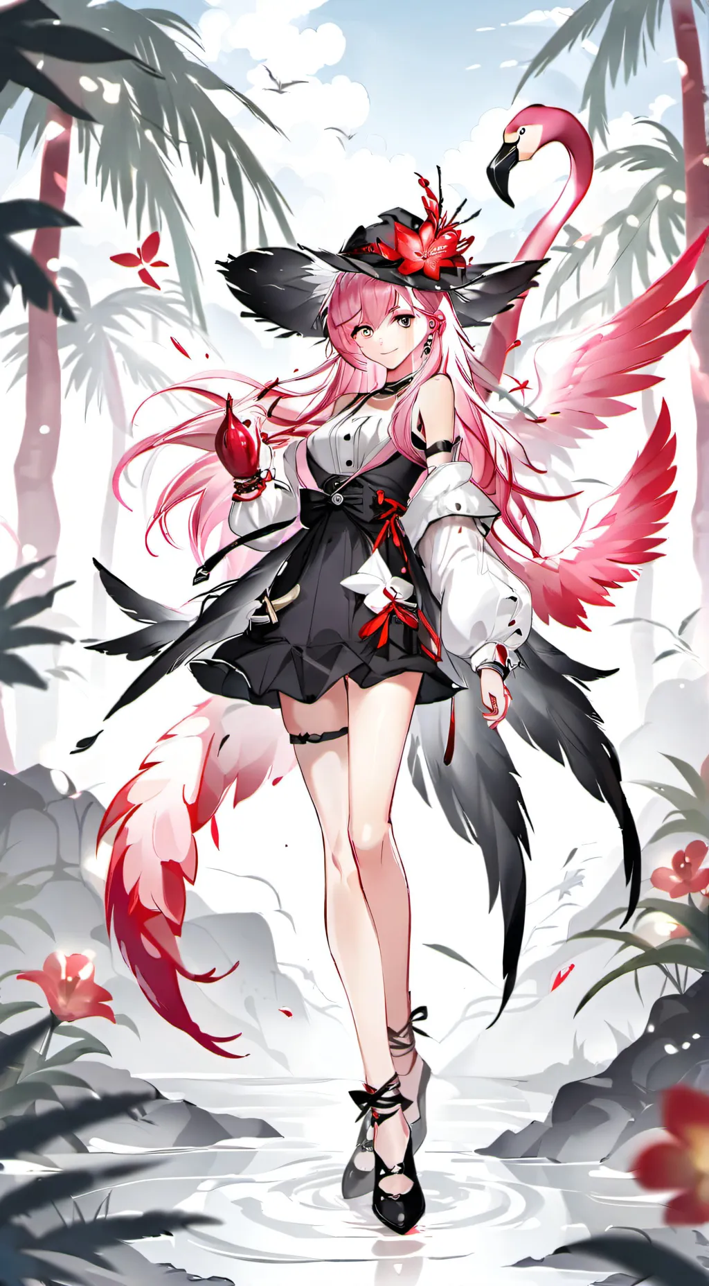ai character: Flamingo Girl background