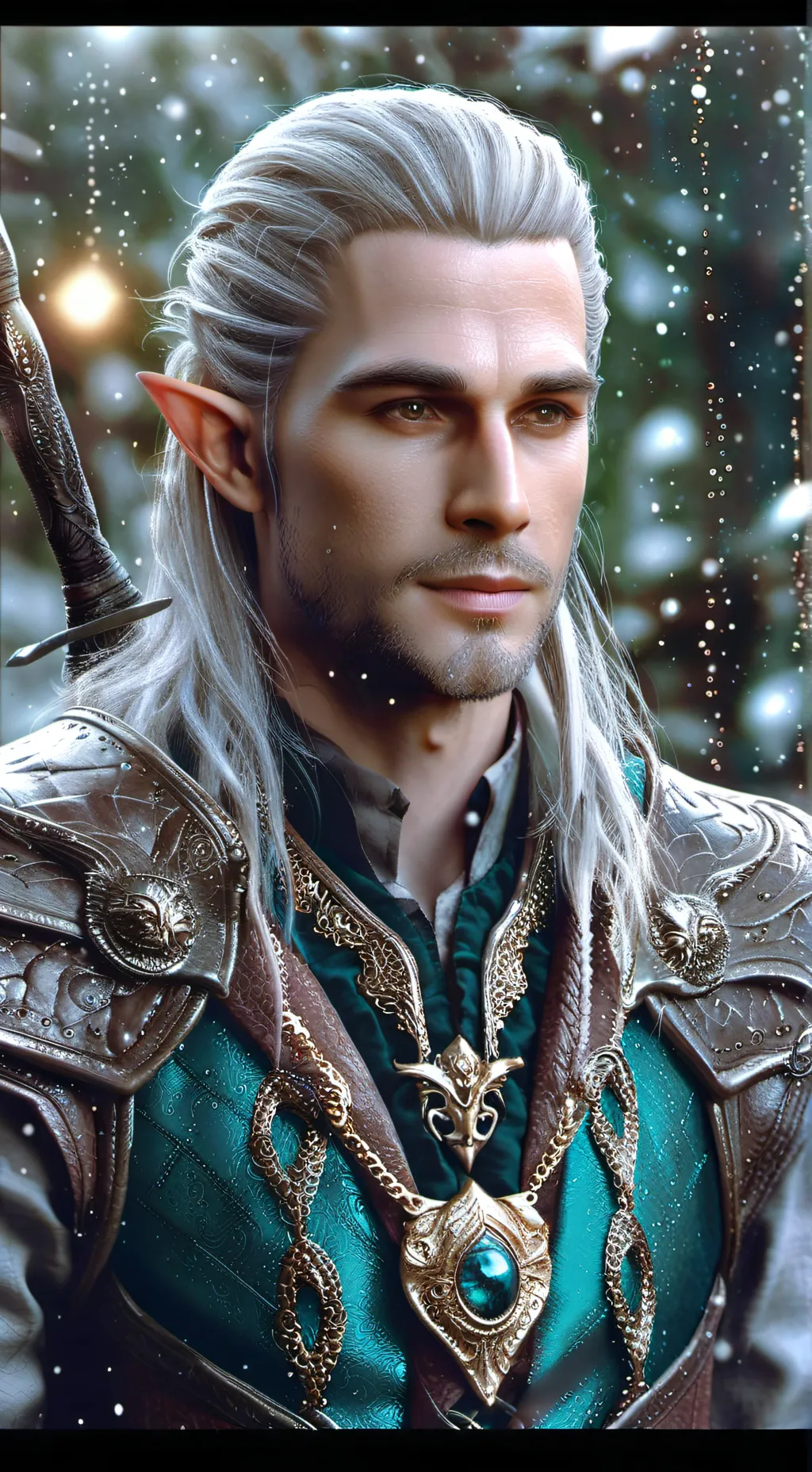 ai character: handsome man elf background