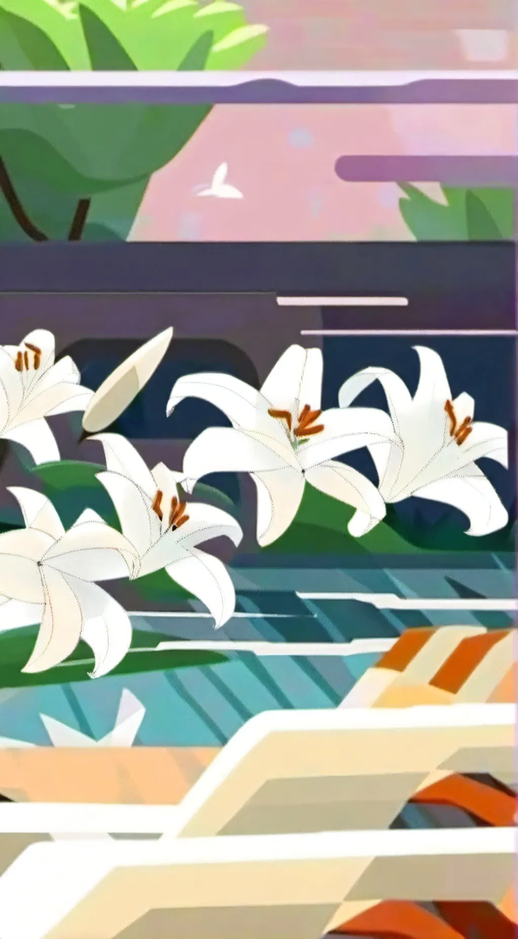 ai character: white lily cookie  background