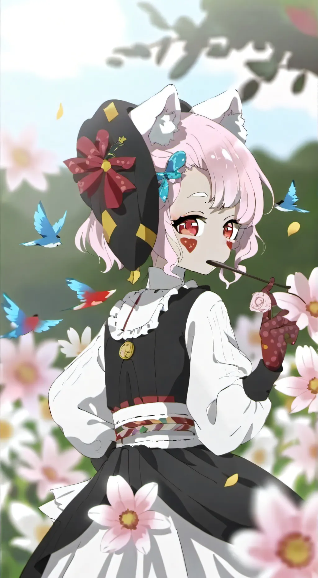 ai character: cherry background