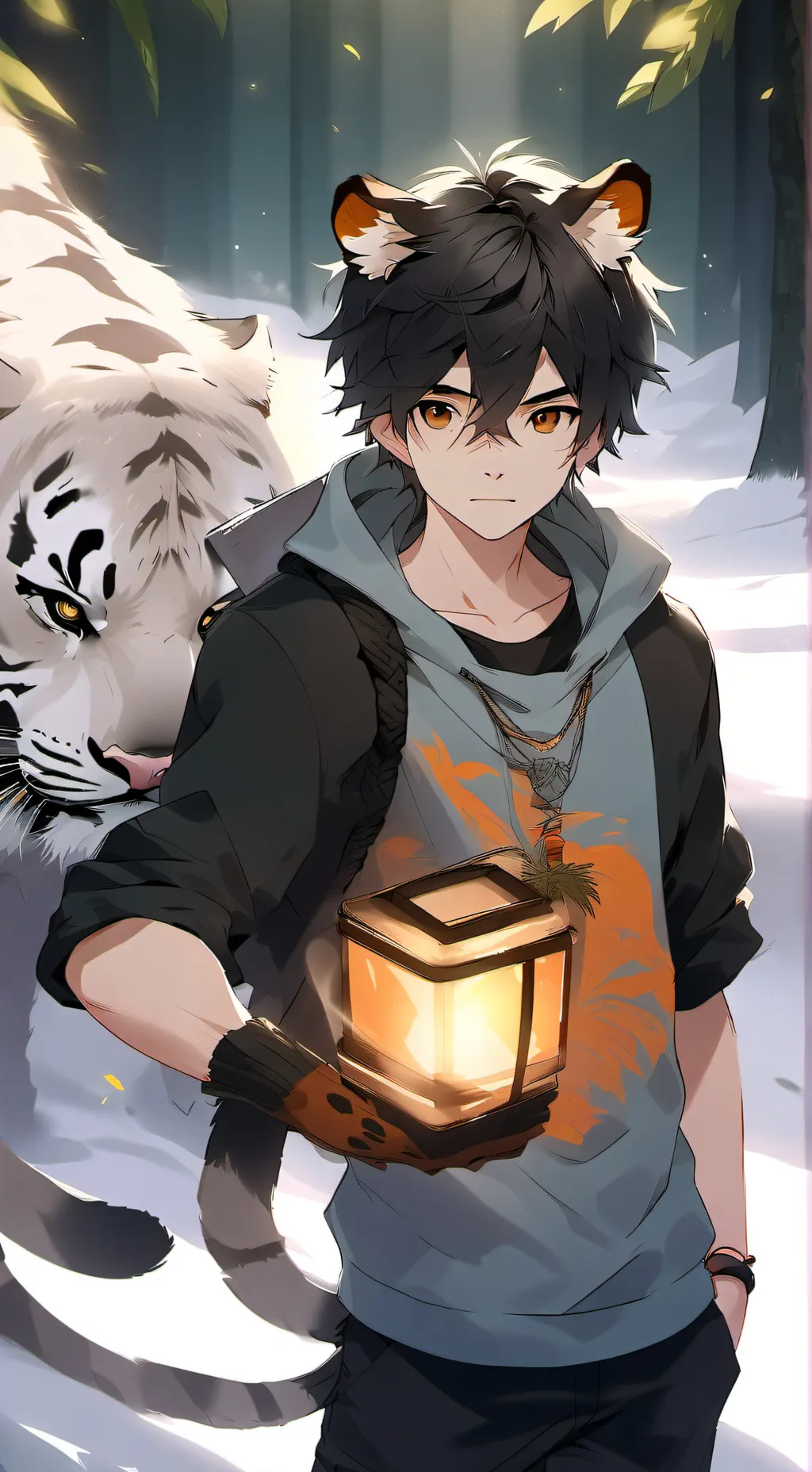 ai character: Tiger boy background