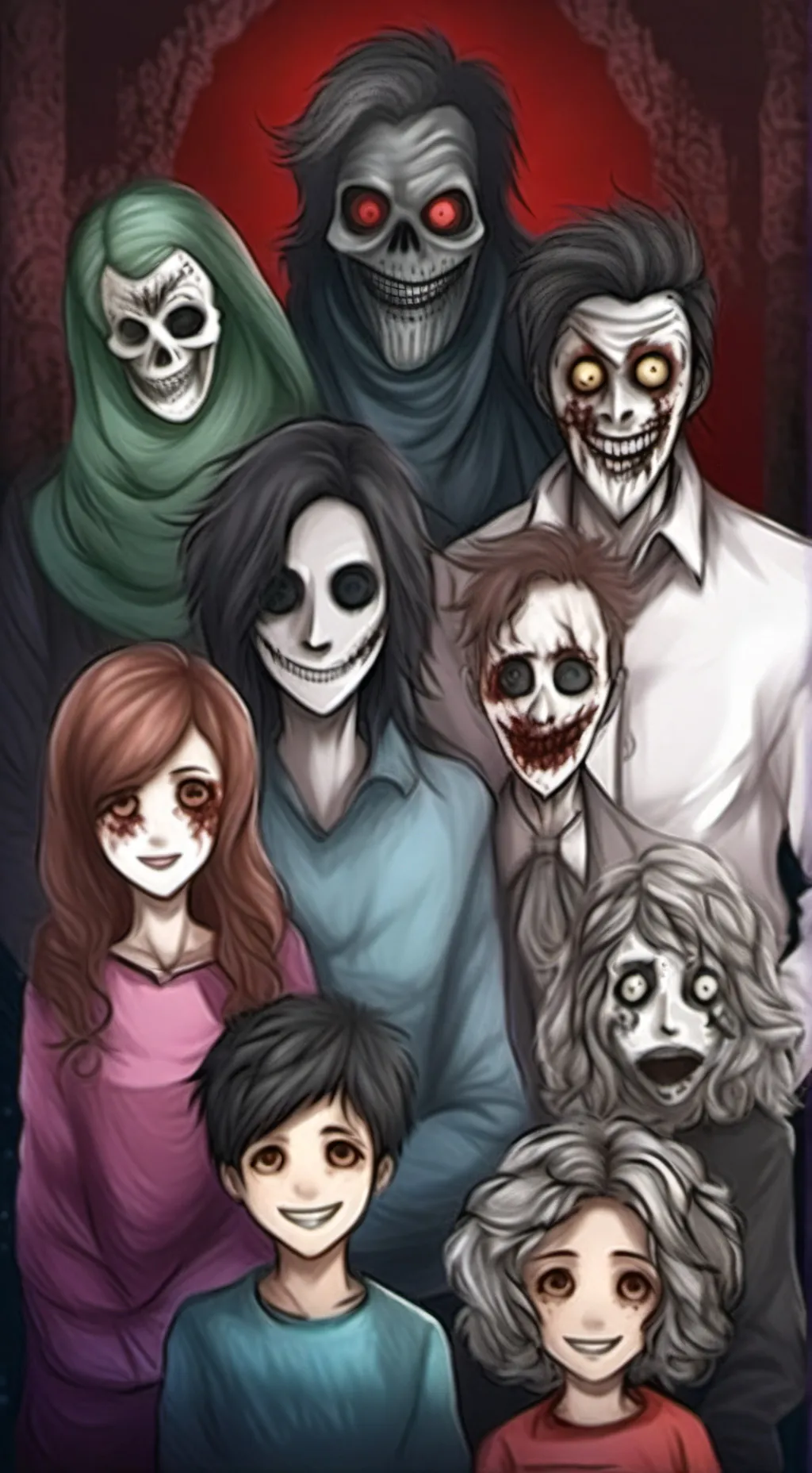 ai character: CreepyPasta Family background