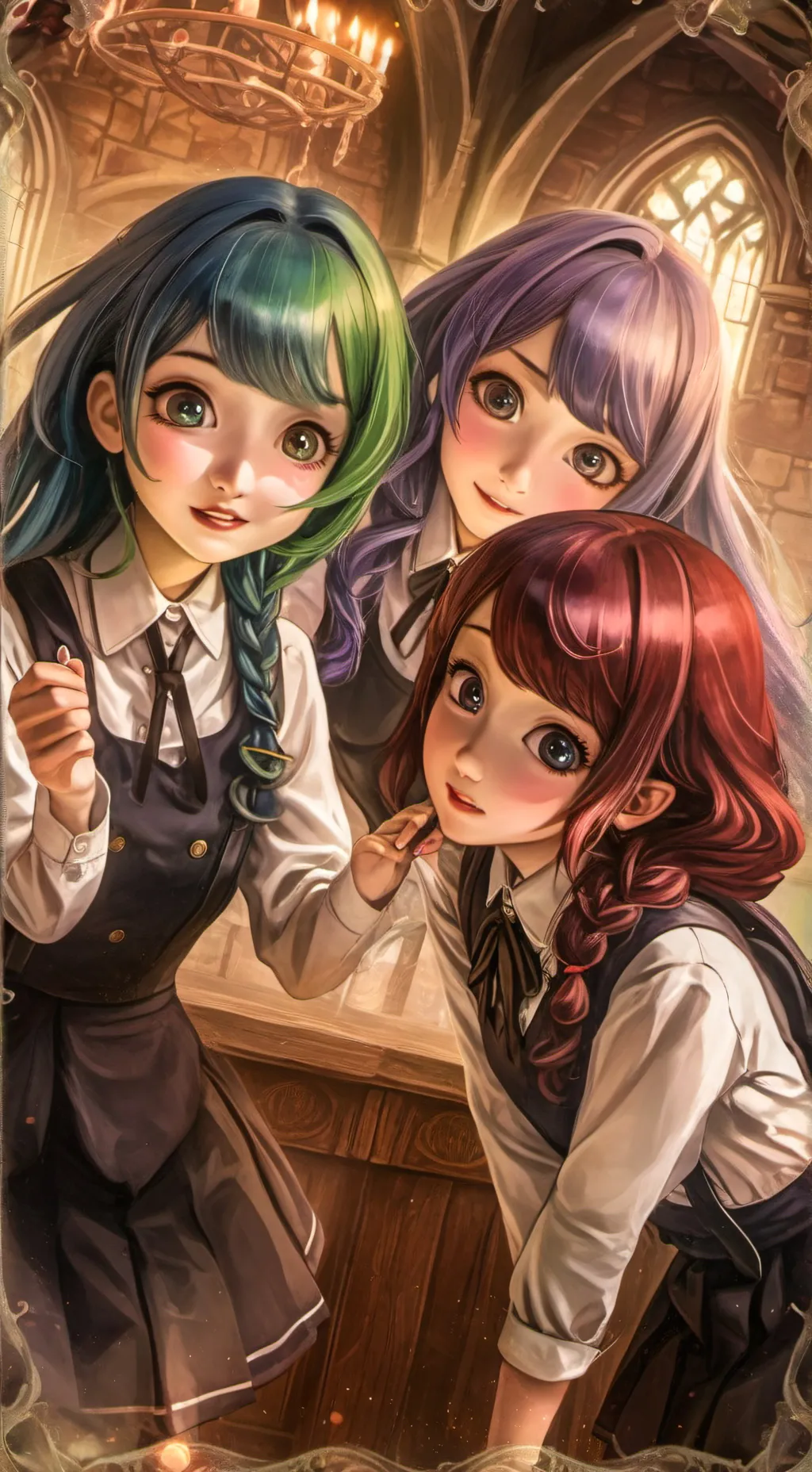 ai character: Chloe,Mitsuri,Luna background