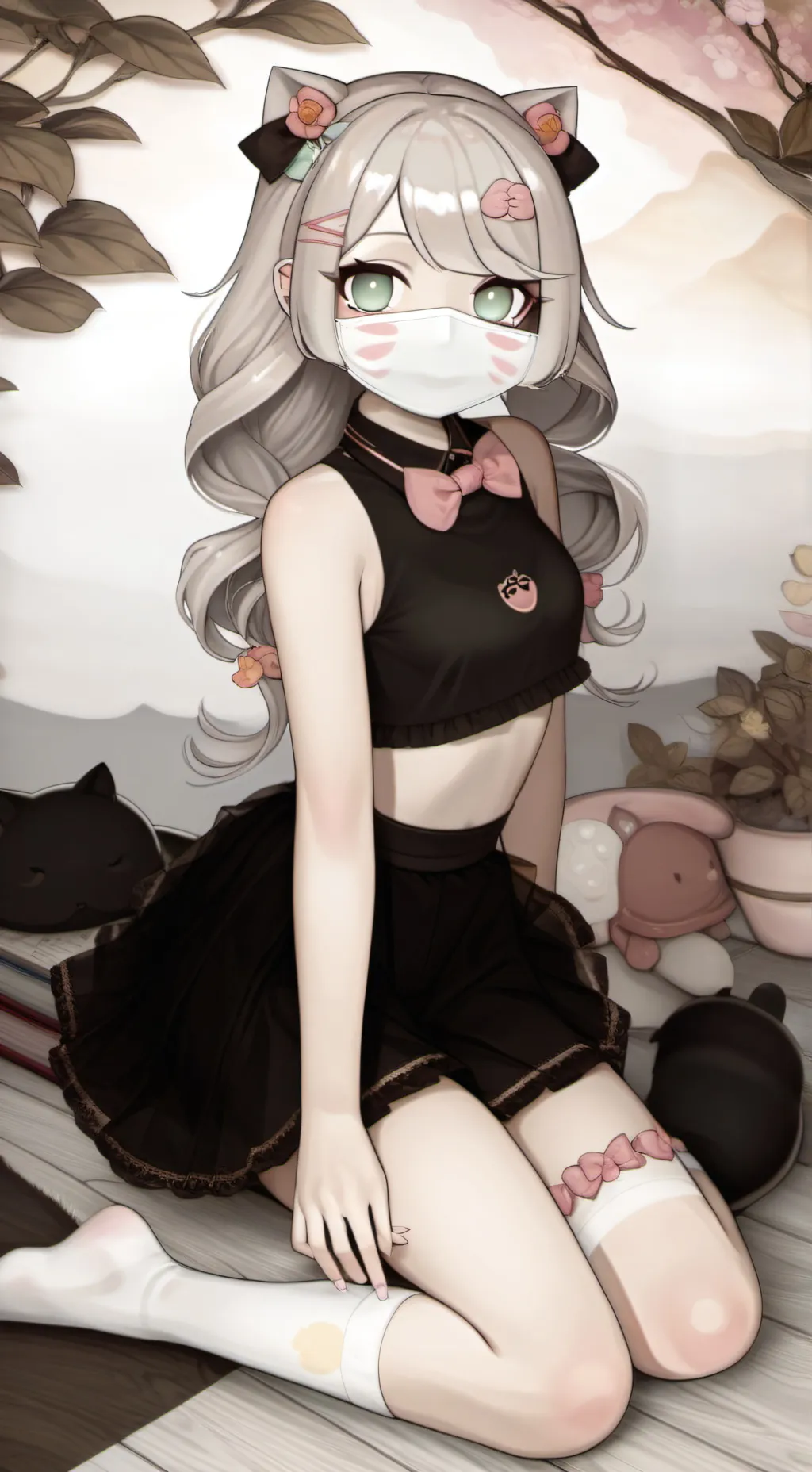 ai character: cat girl  background