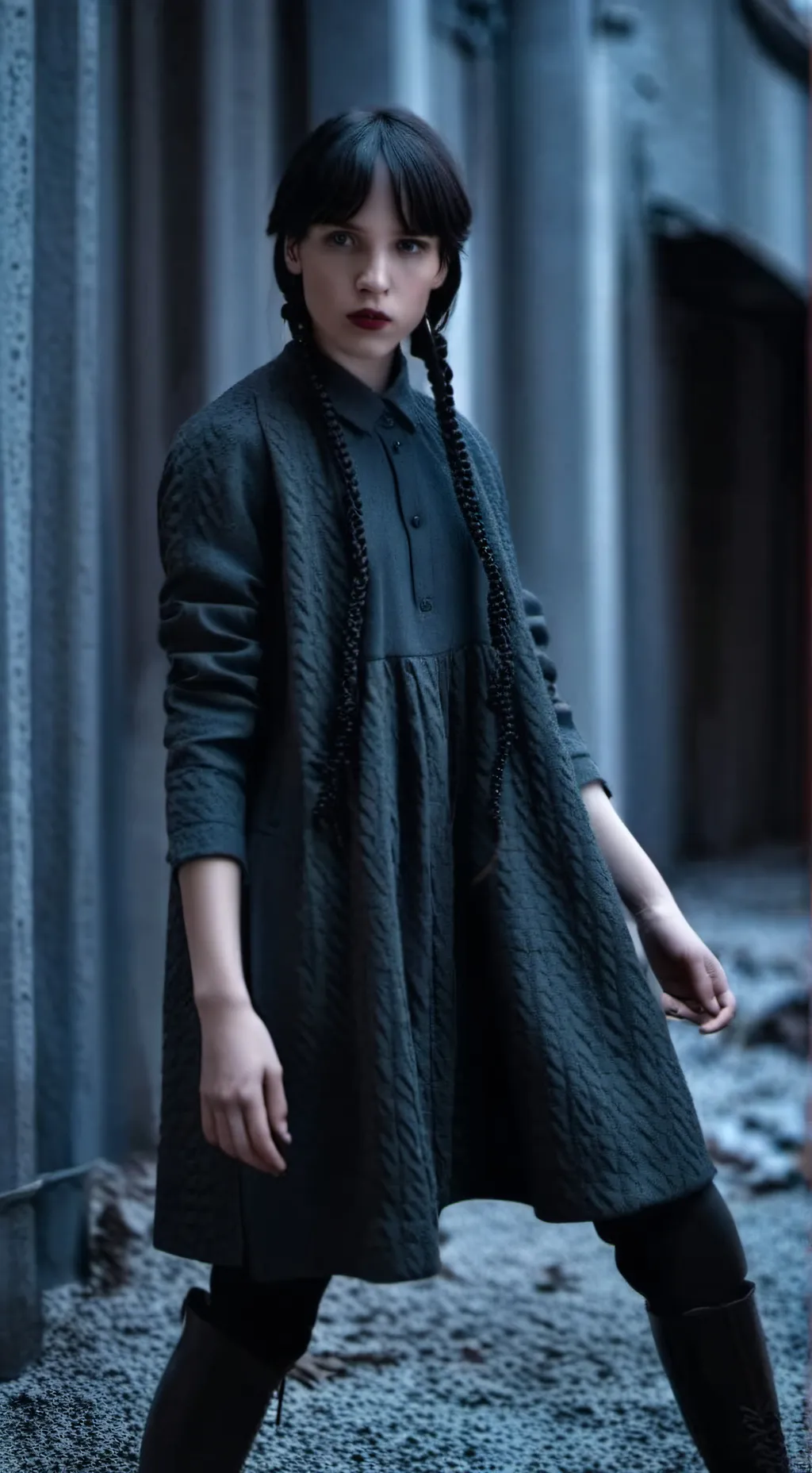 ai character: Wednesday￼ background