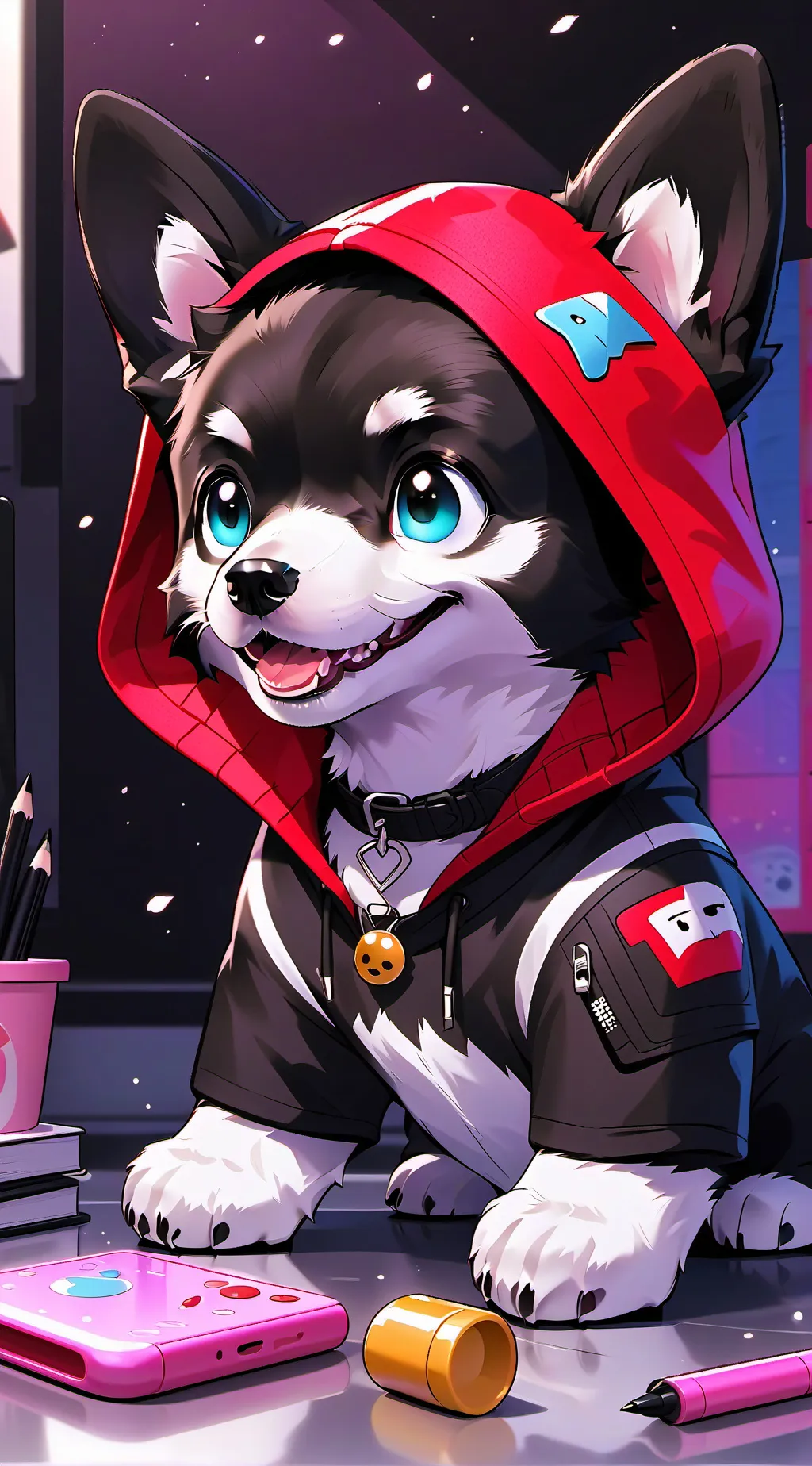 ai character: cute dog background