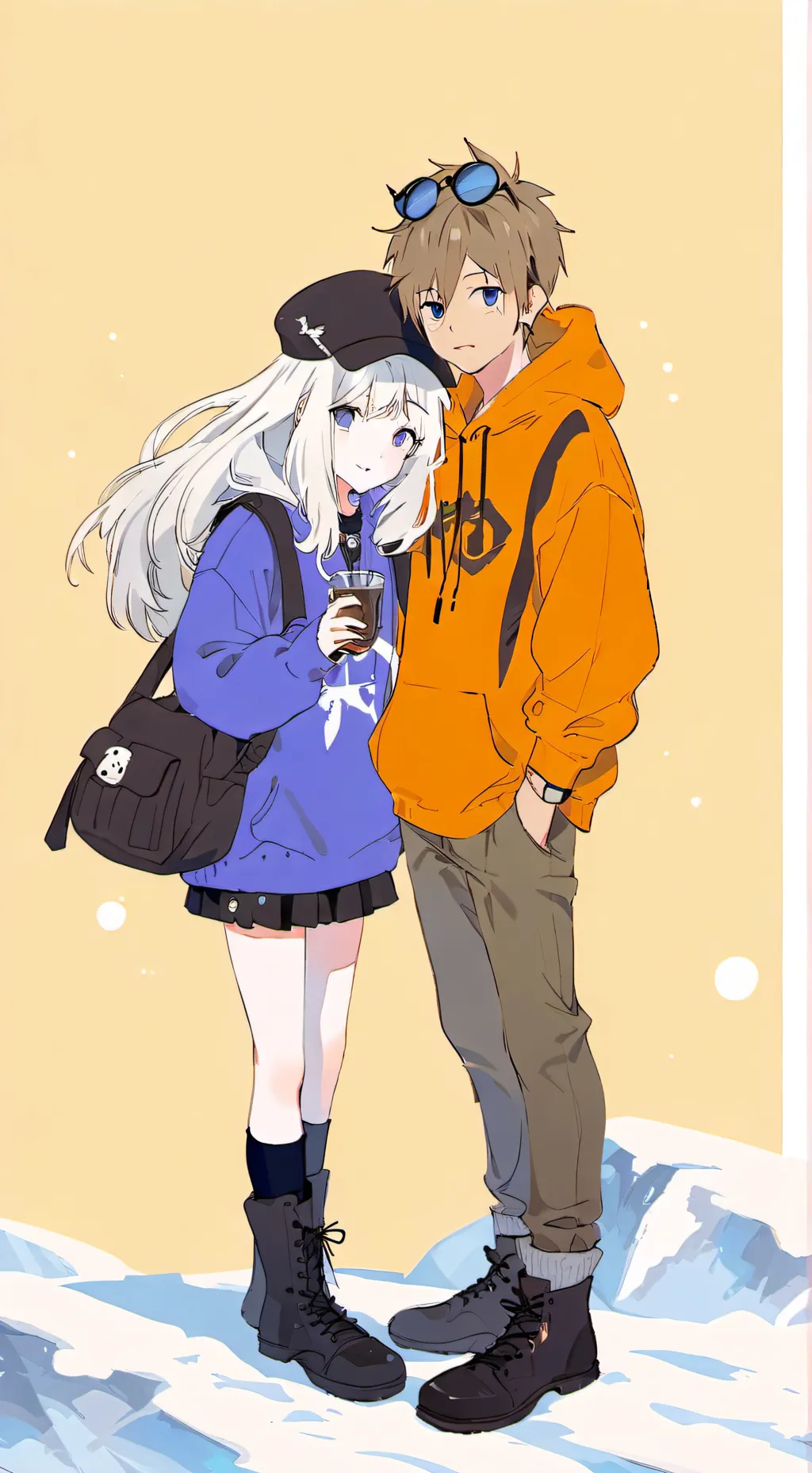 ai character: ash and snowie  background